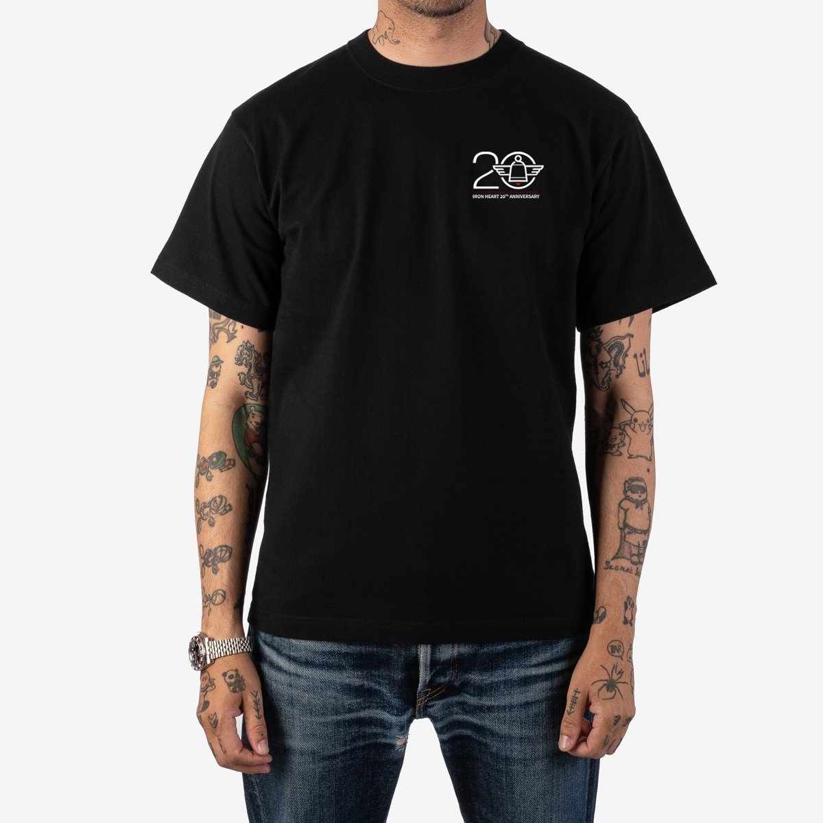 7.5oz Printed "20th Anniversary" Loopwheel Crew Neck T-Shirt - Black - 2