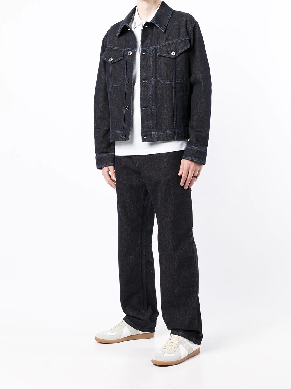 contrast-stitch denim jacket - 2