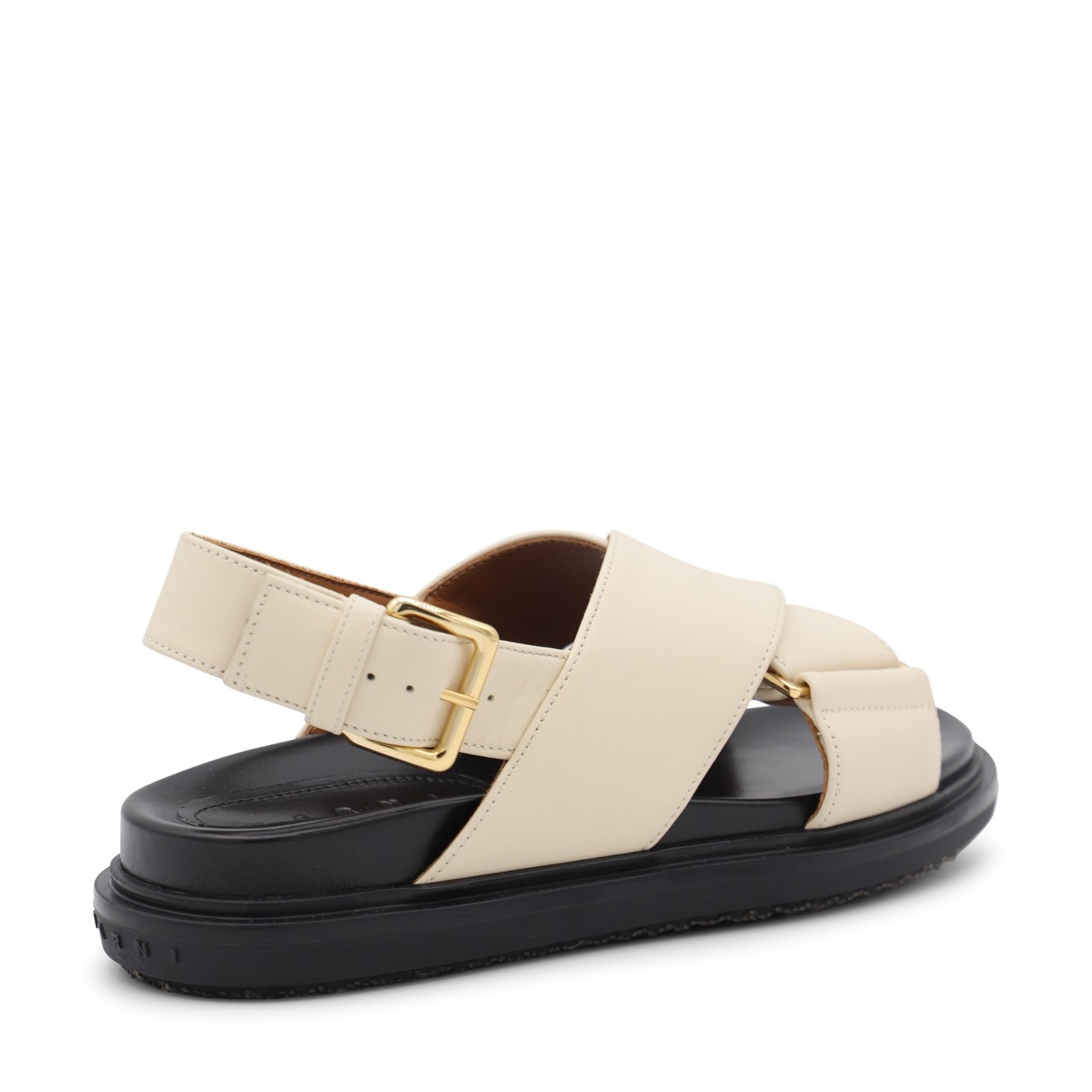 silk white leather fussbett sandals - 3