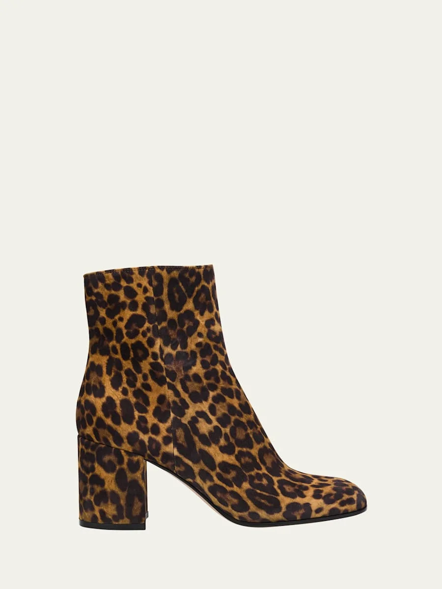 Joelle Leopard Suede Ankle Boots - 1