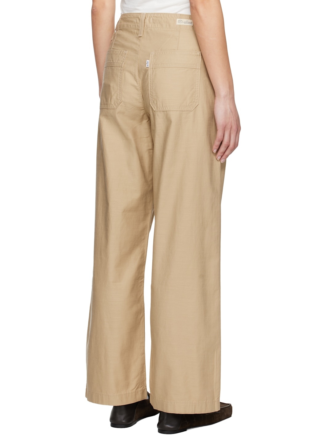 Beige '90s Straight Trousers - 3