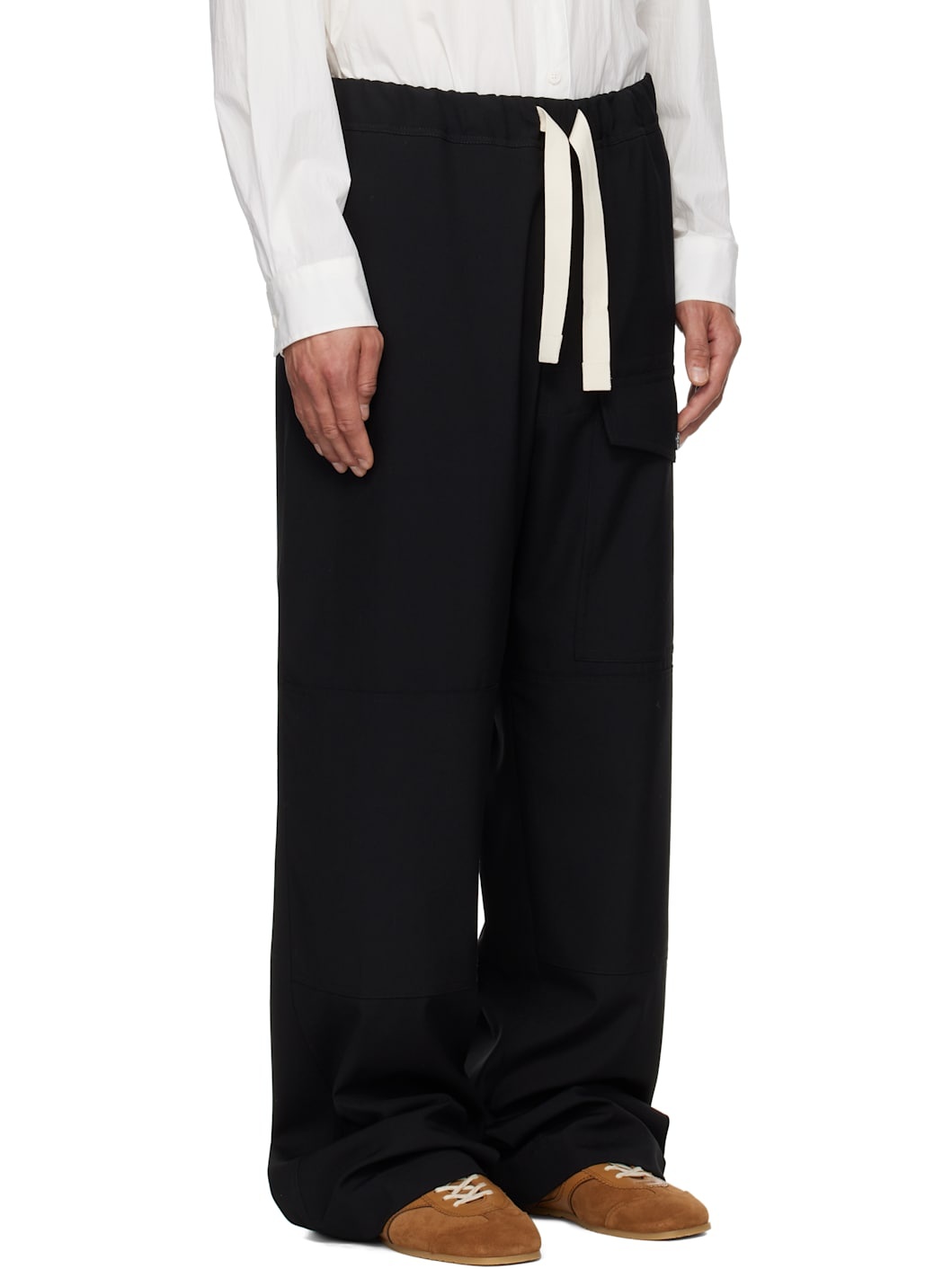 Black Wool Cargo Pants - 2