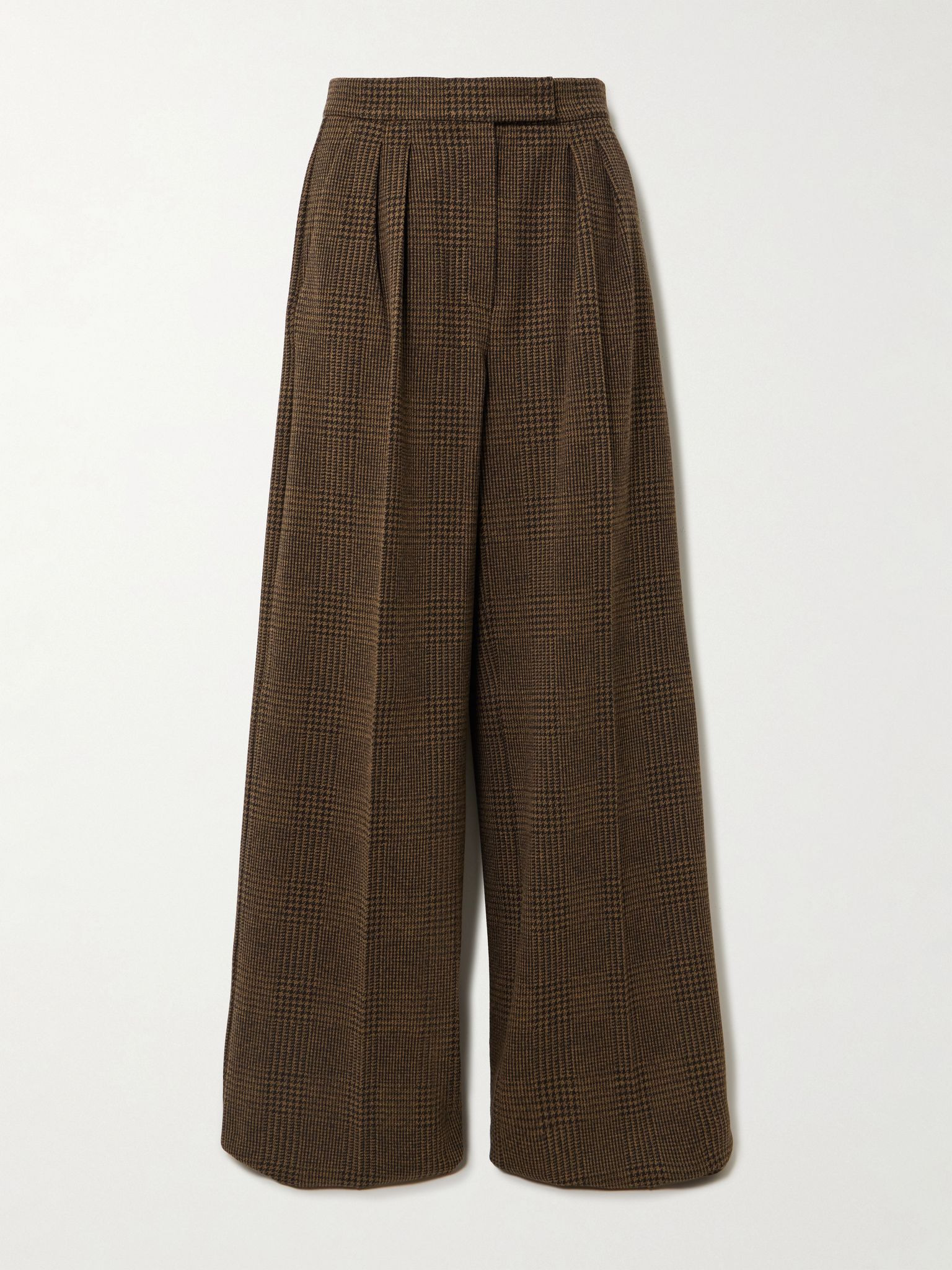Ponza houndstooth cotton-blend wide-leg pants Brown - 1