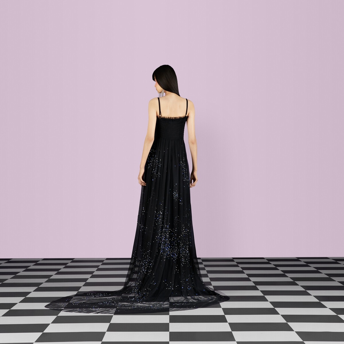 Silk gauze dress with sequins - 7