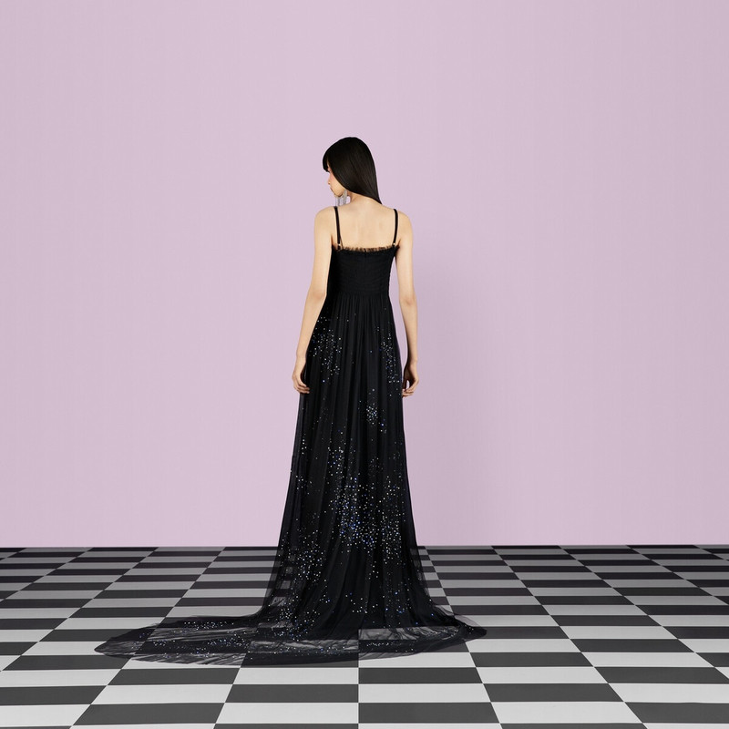 Silk gauze dress with sequins 7