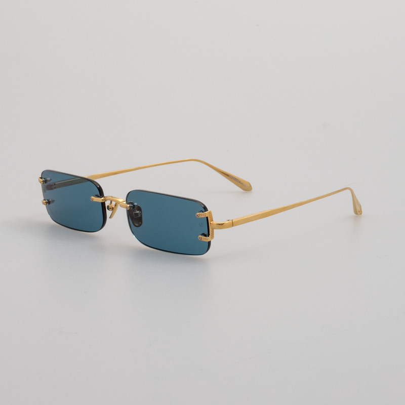 LINDA FARROW Taylor Rectangular Sunglasses in Aqua outlook