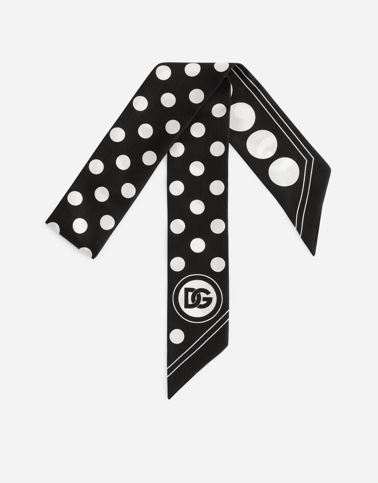 Twill headscarf with polka-dot print and DG logo - 1