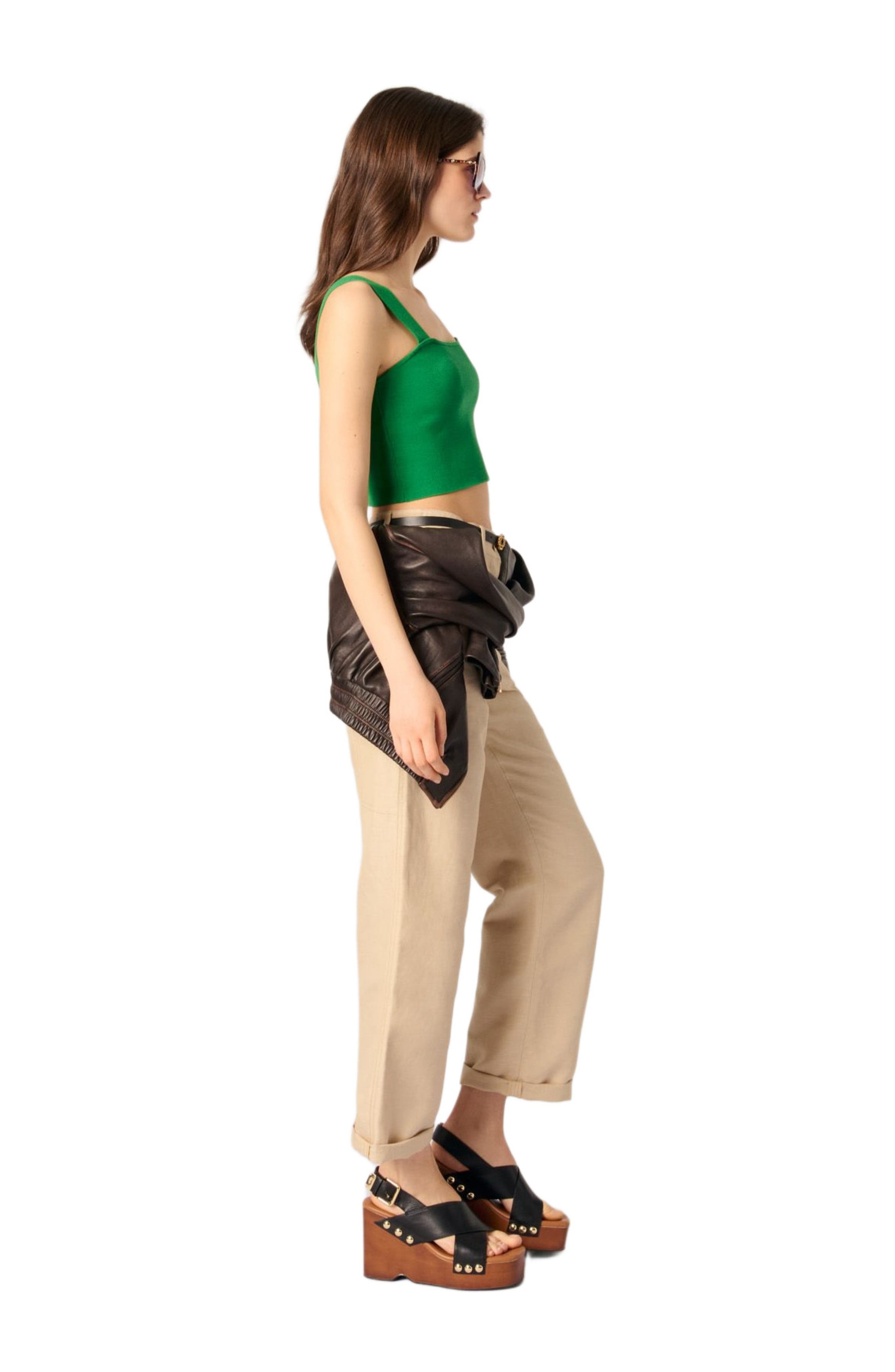 maje Knit crop top in Green at Nordstrom - 2
