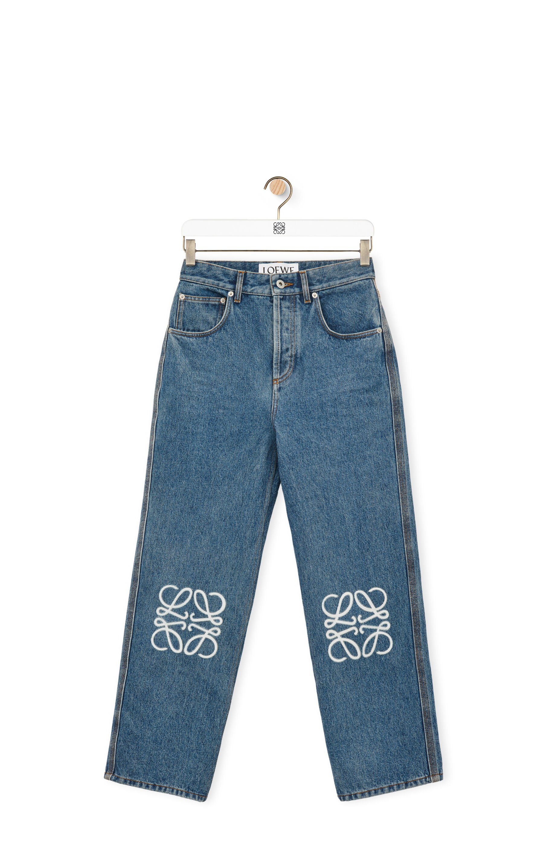 Anagram cropped jeans in denim - 1