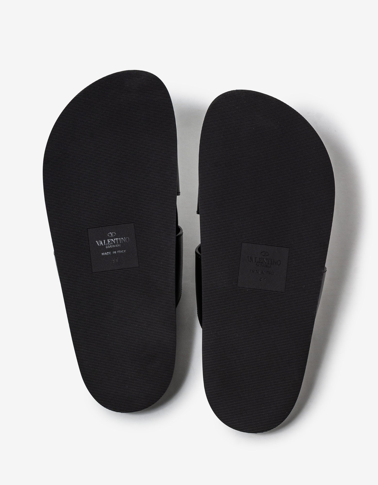 Valentino Black VLogo Leather Sandals - 3