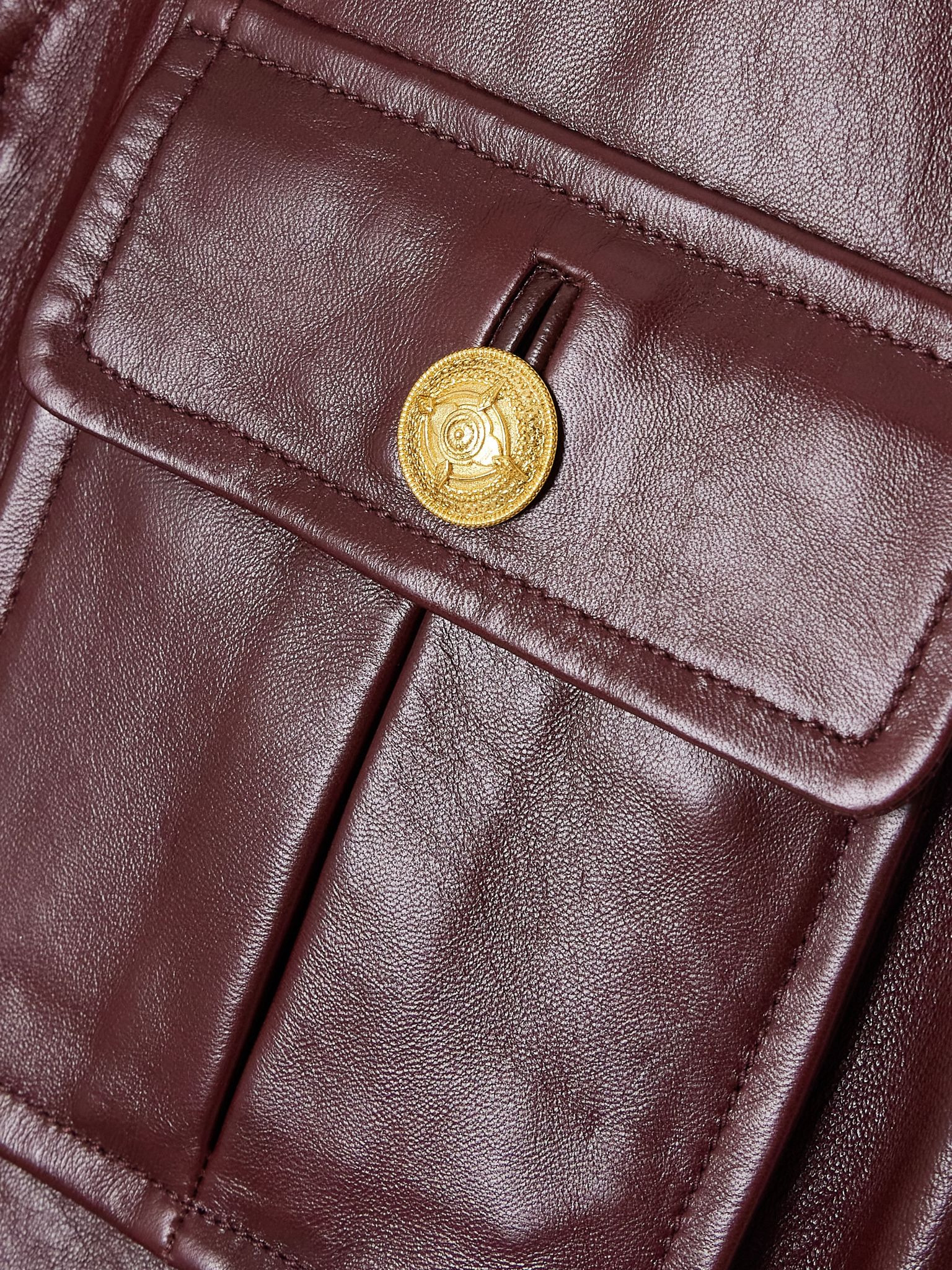 Belted leather vest Burgundy - 5