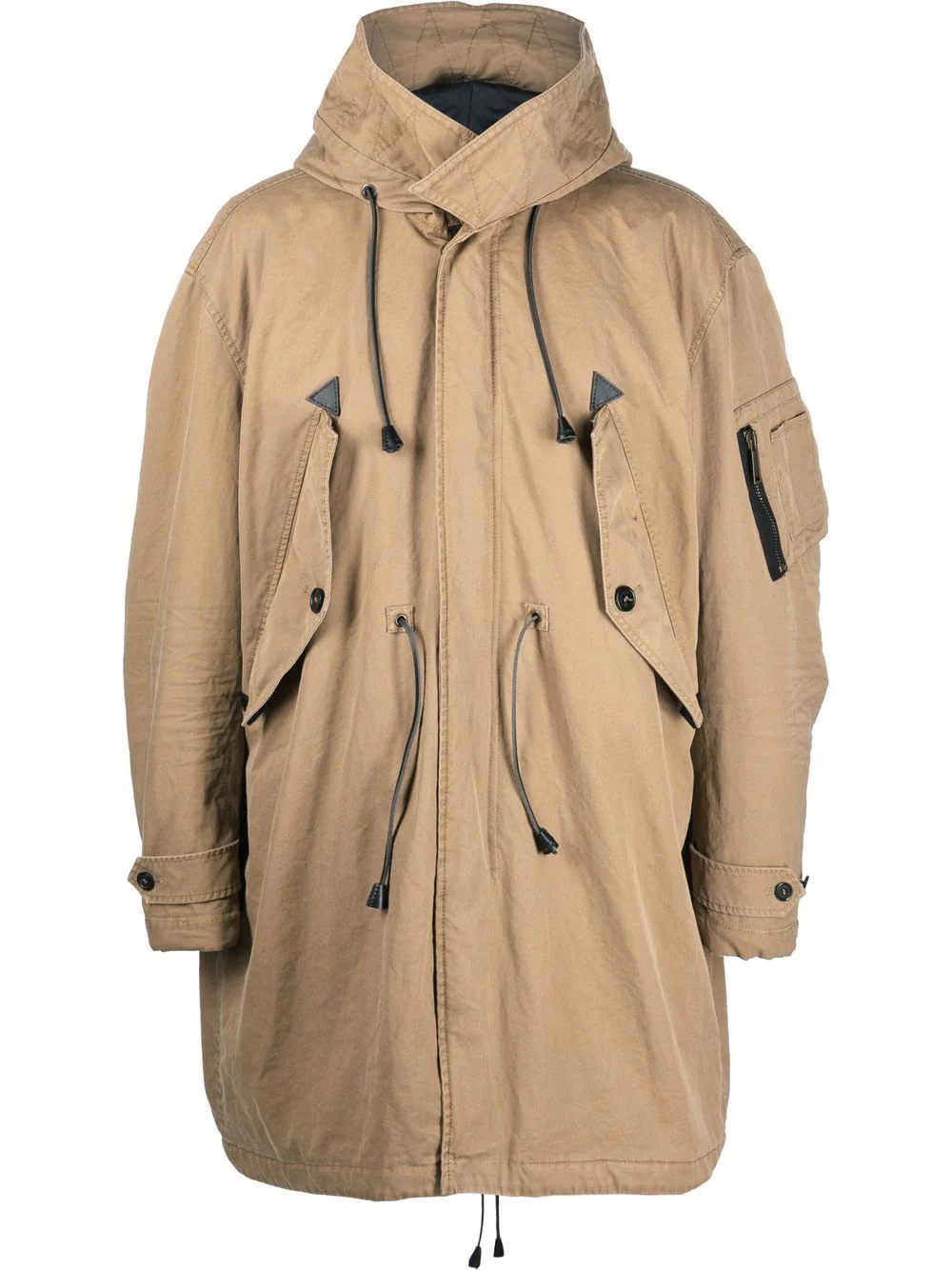 drawstring-hooded parka coat - 1