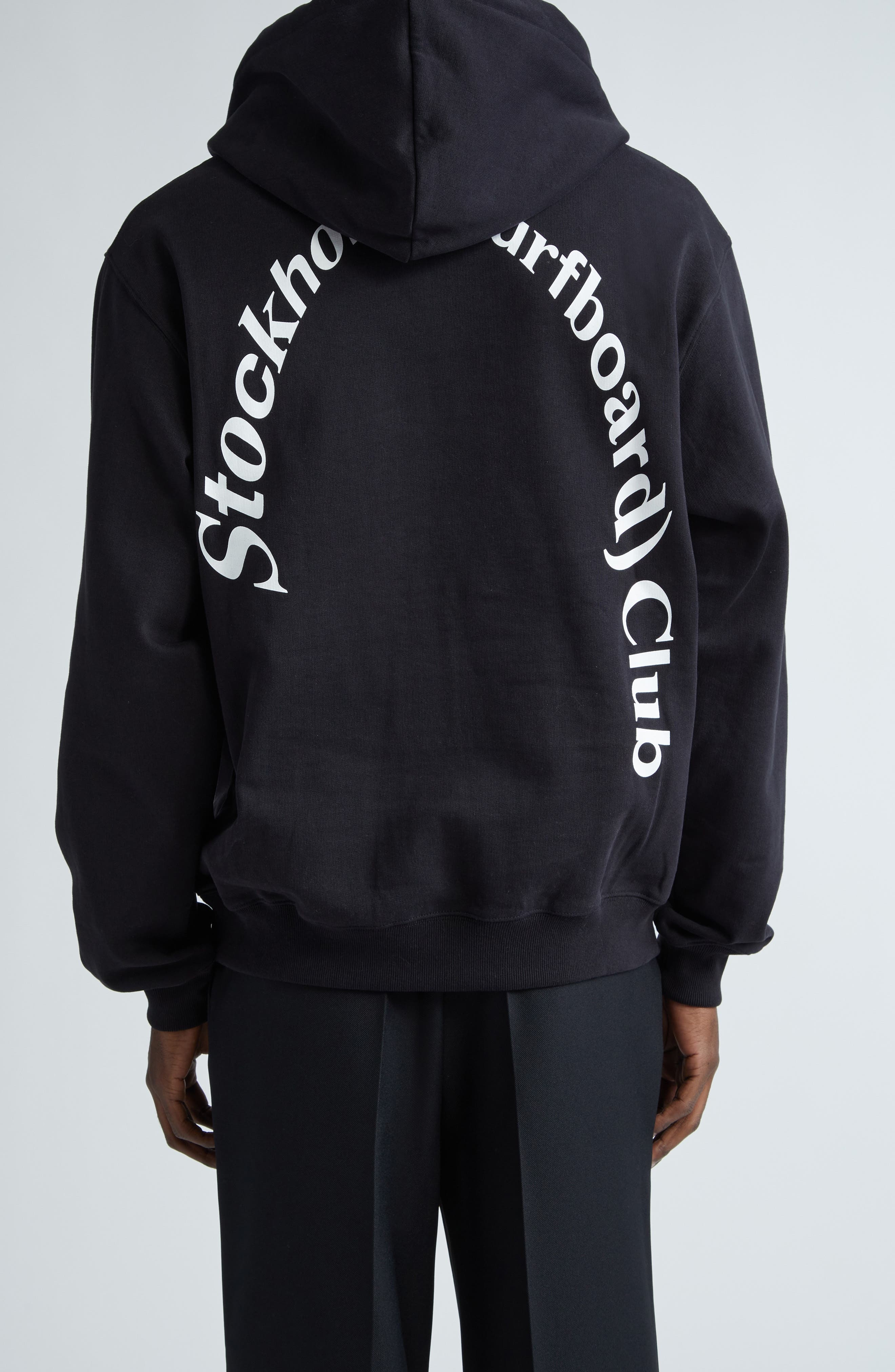 STOCKHOLM SURFBOARD CLUB Bjorn Back Logo Graphic Hoodie in Black at Nordstrom - 4