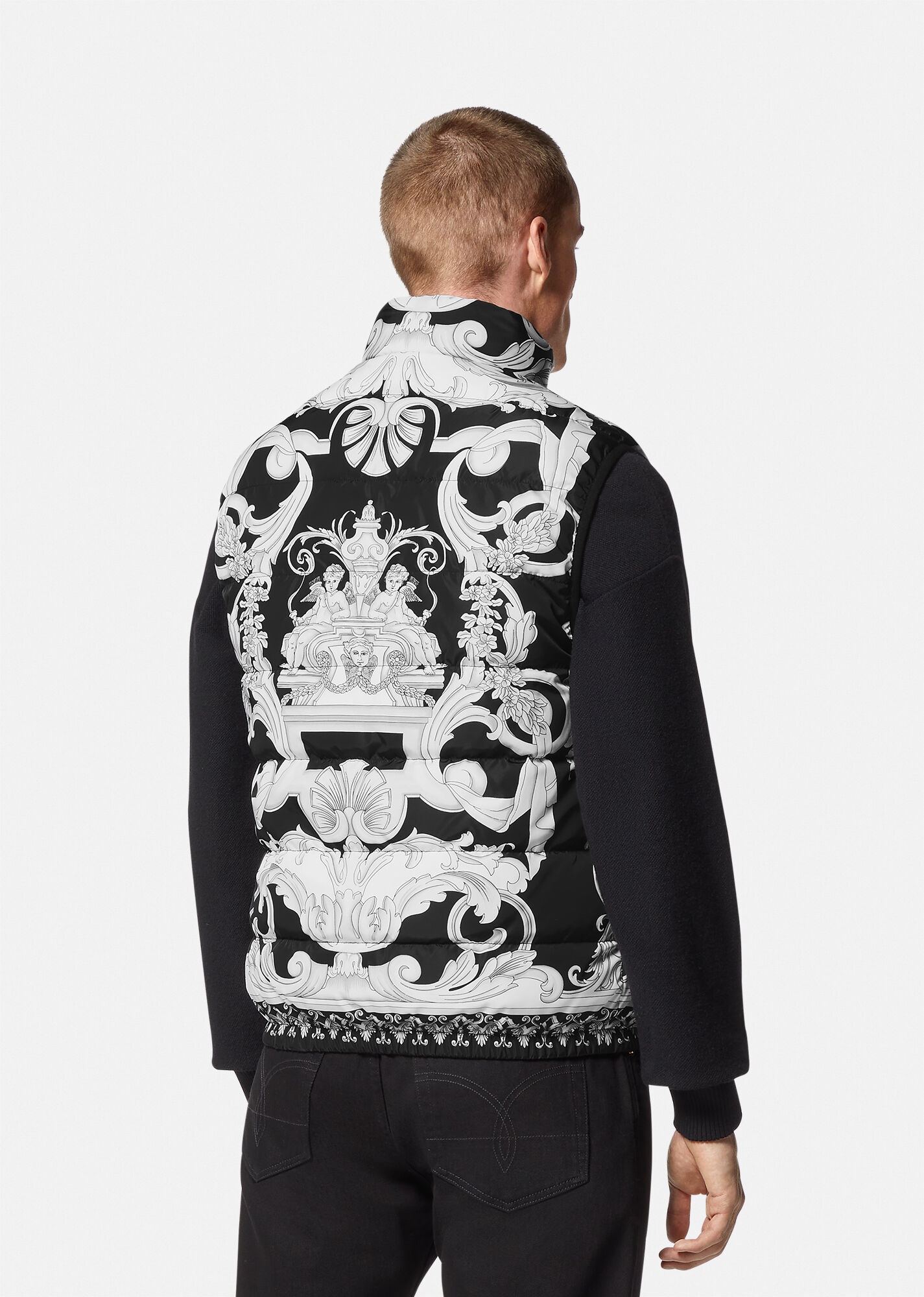 Silver Baroque Puffer Vest - 4