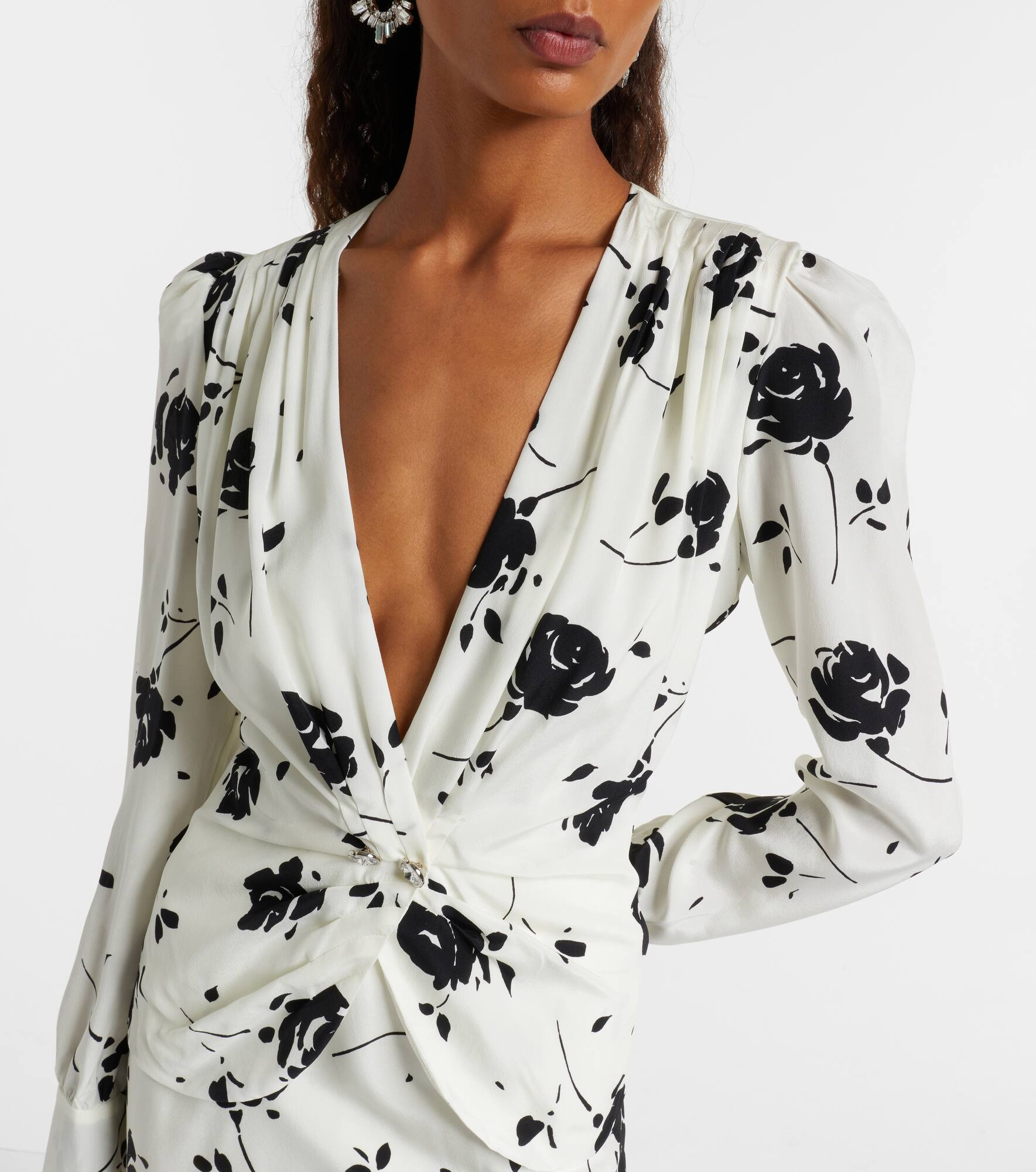 Floral silk midi dress - 4