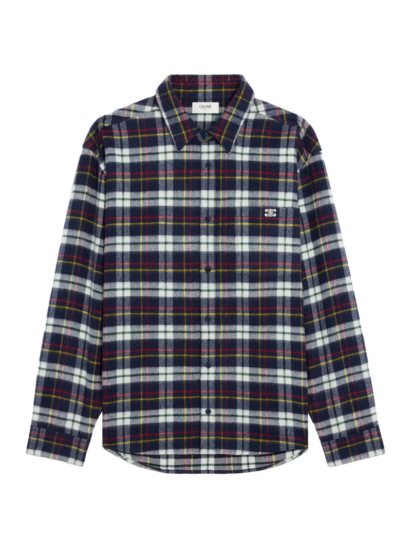 Celine Men Soft Checked Brushed Wool Shirt - 1