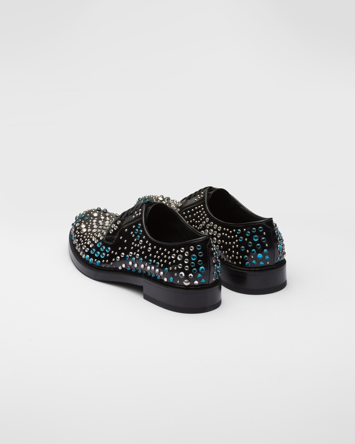 Brushed leather derby shoes with studs and rhinestones - 5