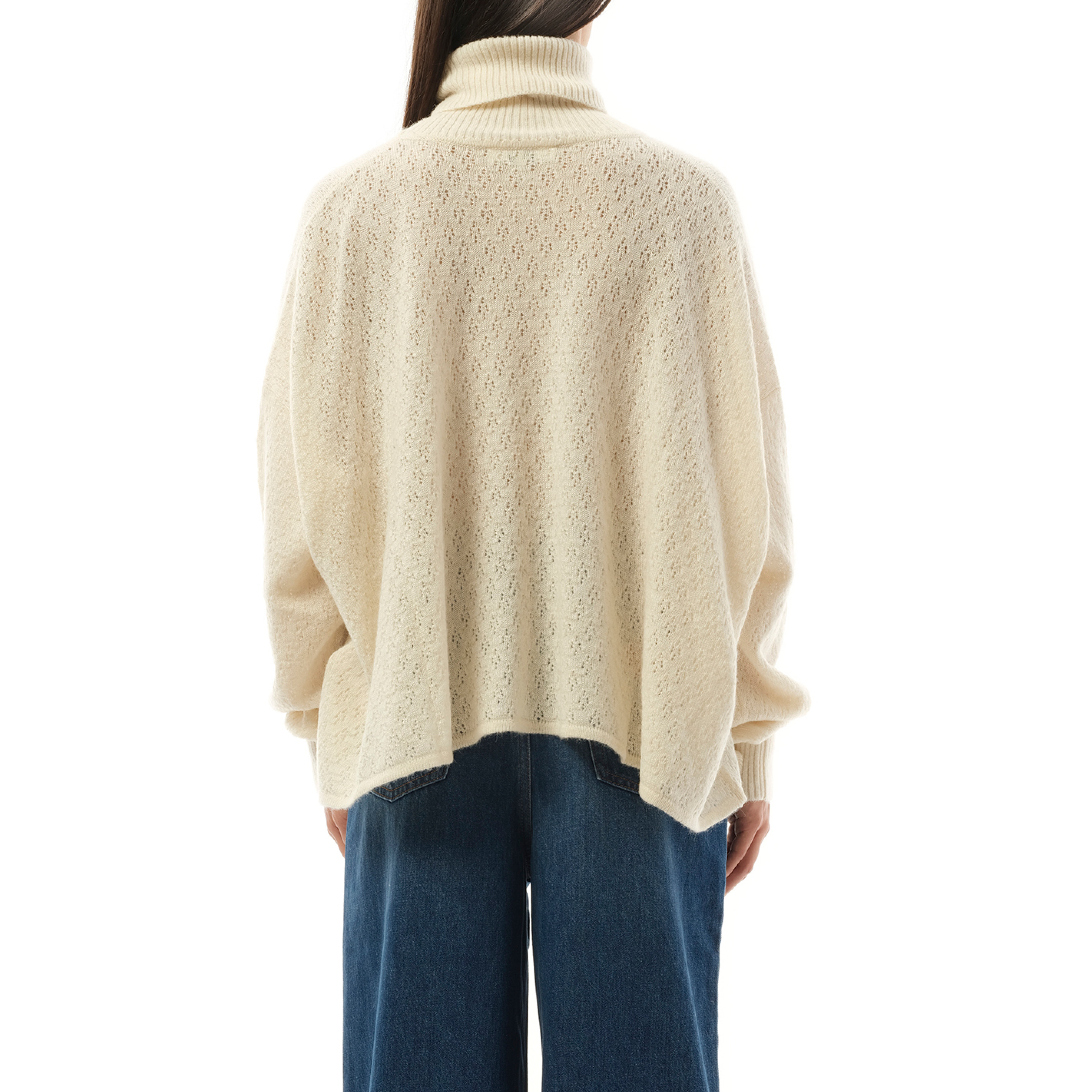 Fluffy Pointelle Sweater in Iconic Milk - 6