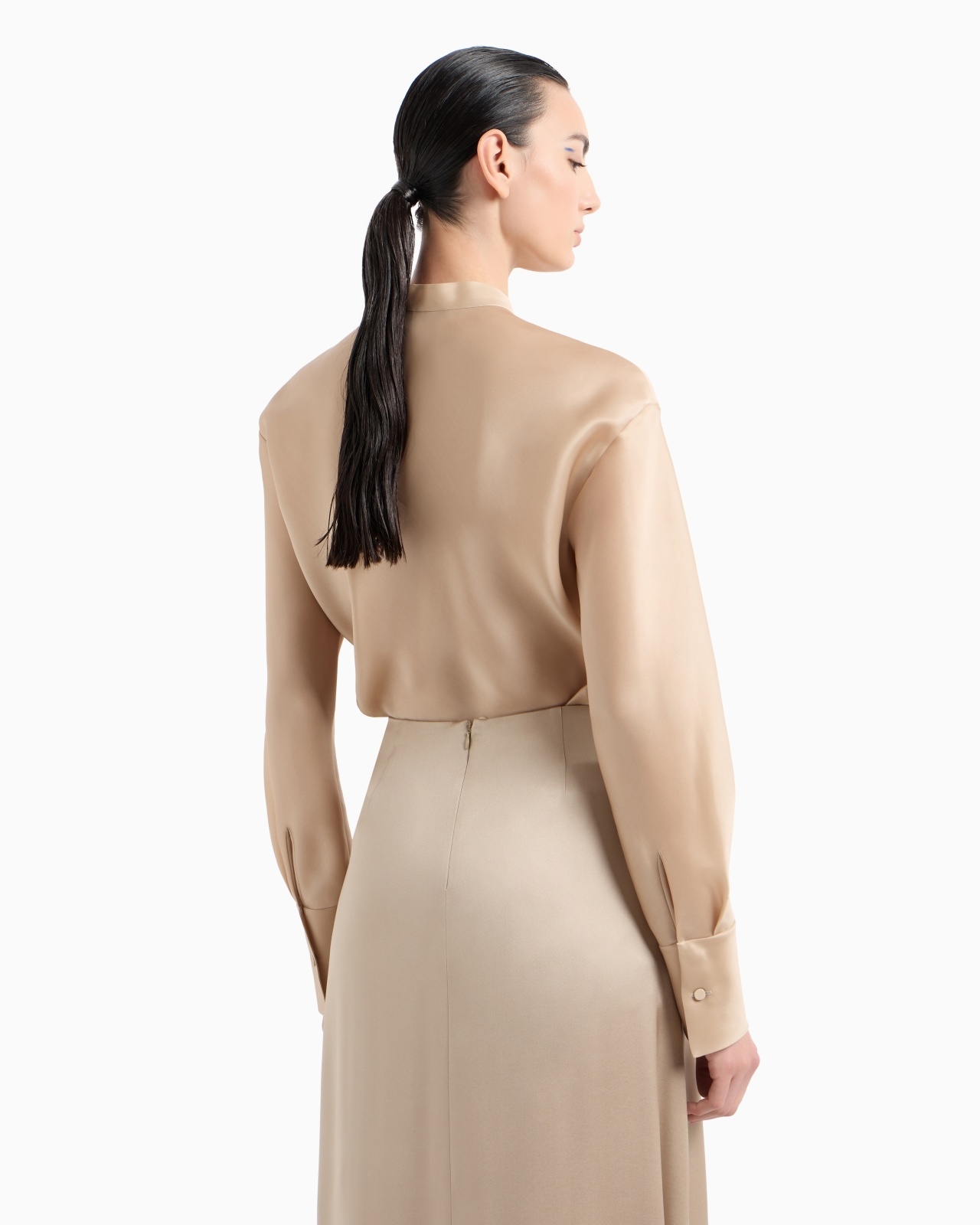 LONG-SLEEVED SHIRT IN TRIPLE SILK GEORGETTE - 3