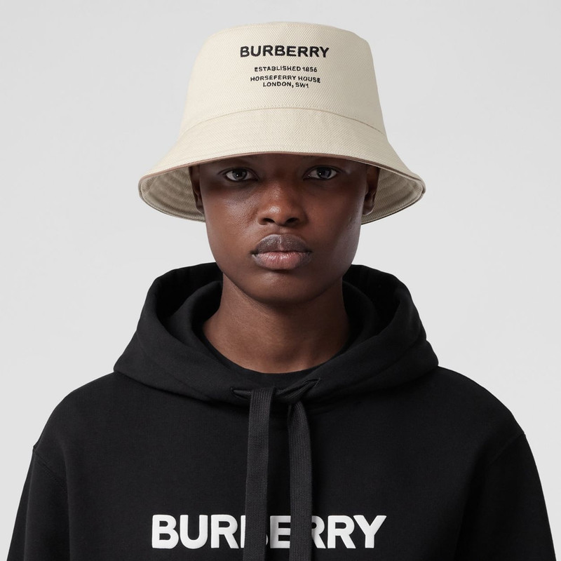 Burberry Horseferry Motif Cotton Bucket Hat outlook