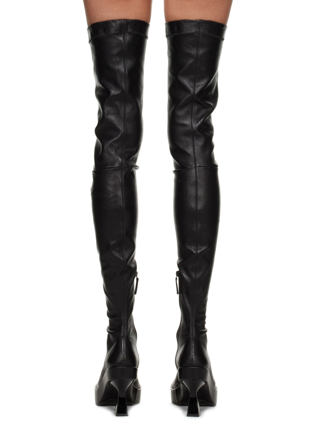 Black Leather Over-The-Knee Boots - 2