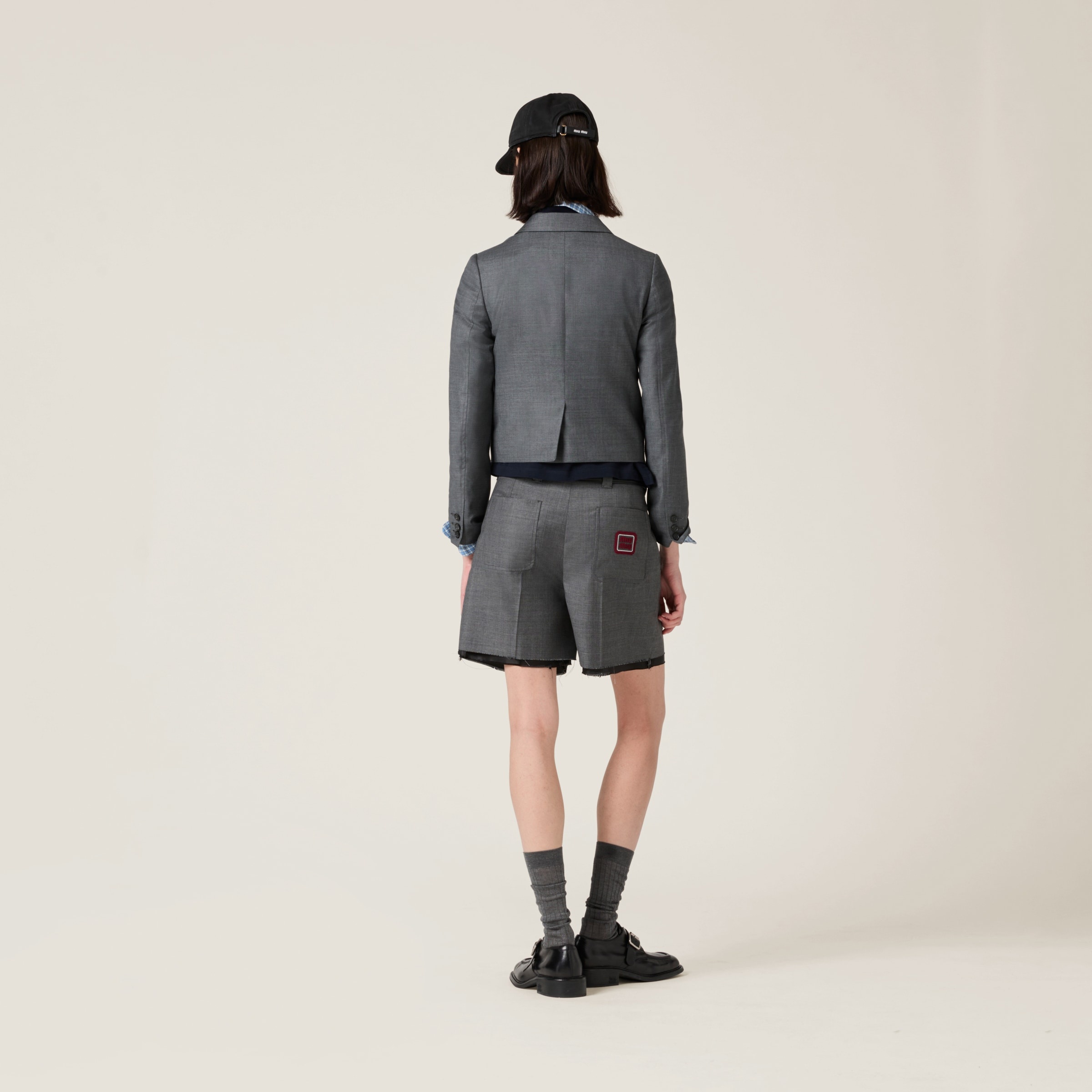 Single-breasted grisaille jacket with logo - 3