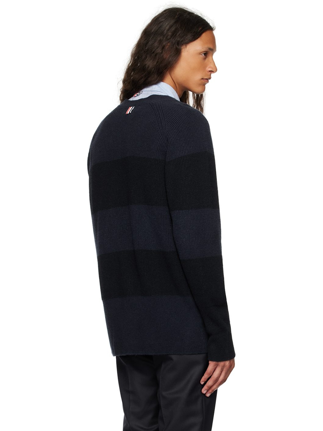 Navy 4-Bar Cardigan - 3