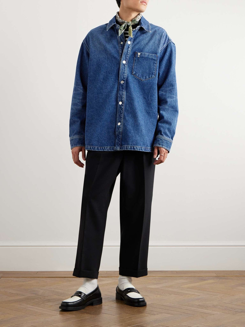 AMI Paris Logo-Appliquèd Denim Overshirt outlook