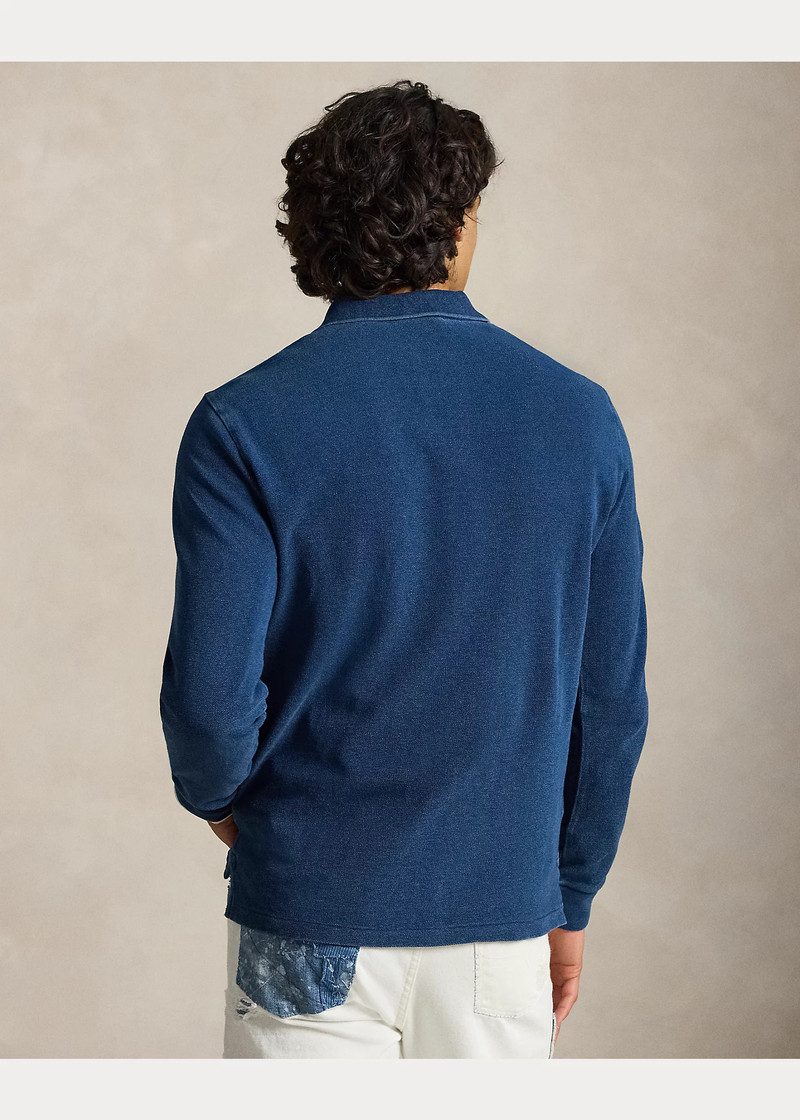 Custom Slim Fit Indigo Mesh Polo Shirt 4