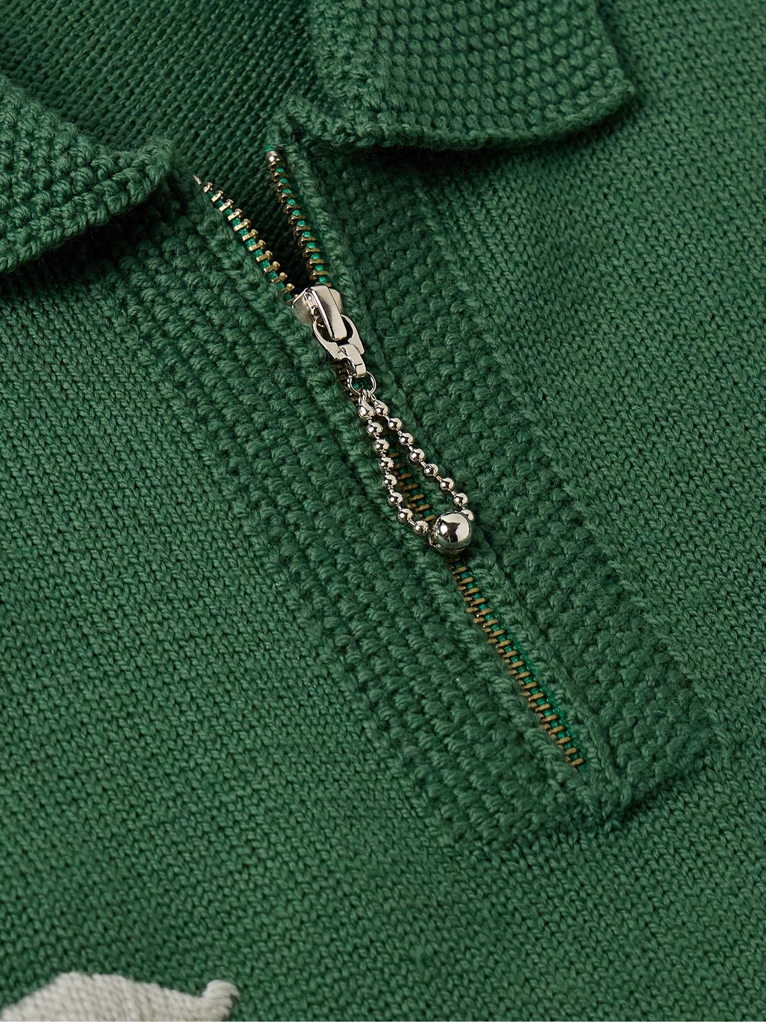 Floret Embroidered Wool Half-Zip Sweater - 4