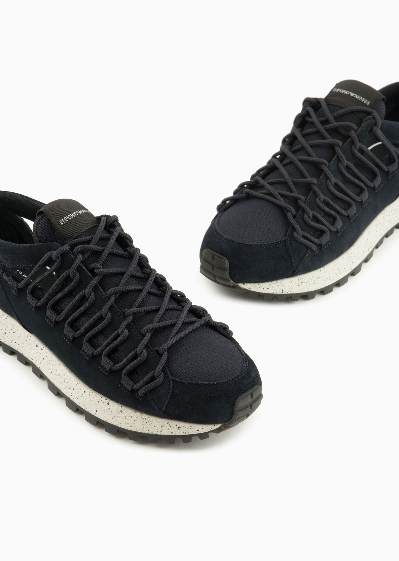 Perforated suede and knit sneakers with hiking laces - 5