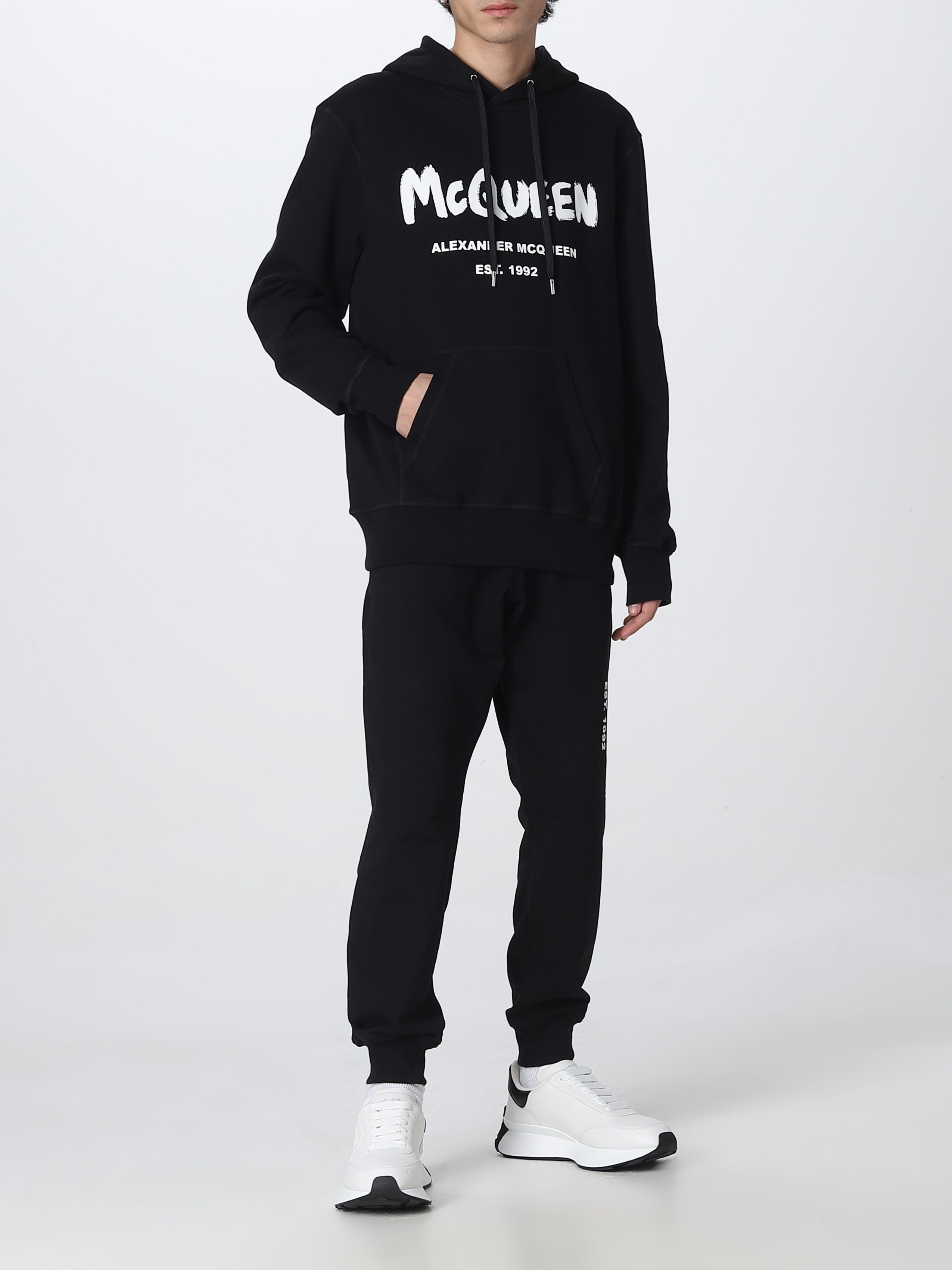 ALEXANDER MCQUEEN BLACK logo-print hooded sweatshirt - 6