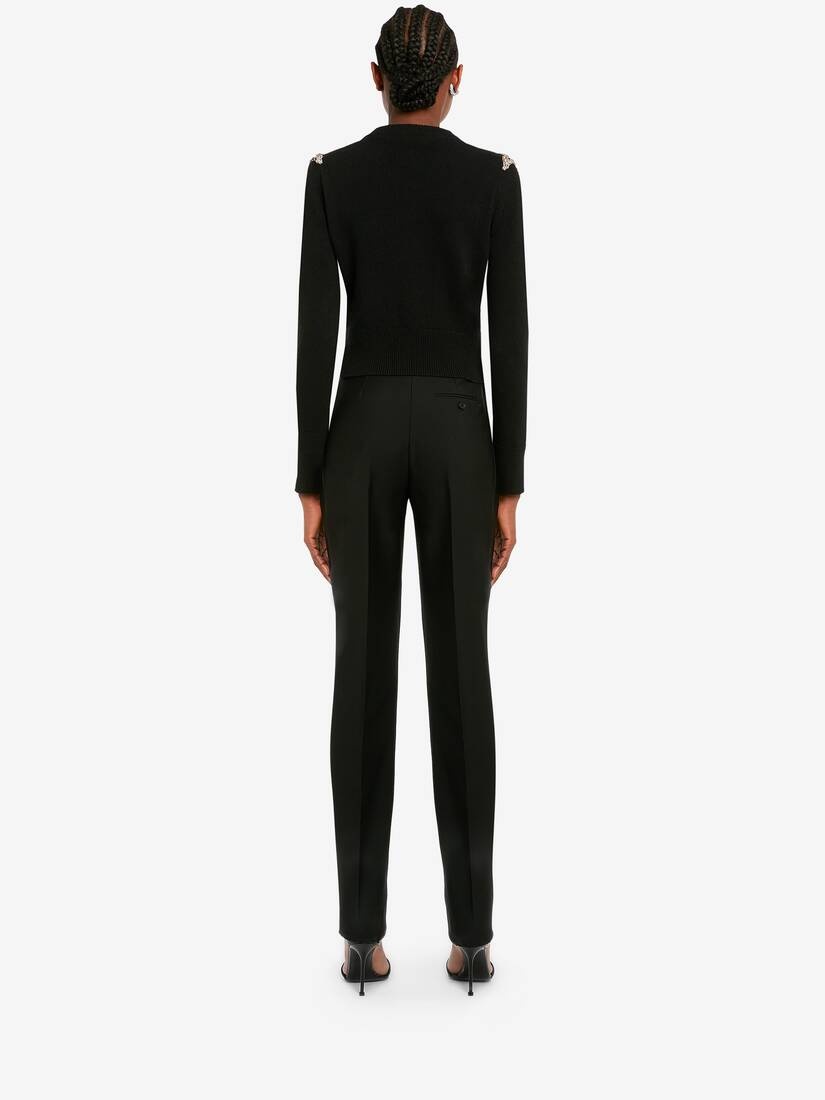 Women's Mycelium Embroidery Cardigan in Black/crystal - 4