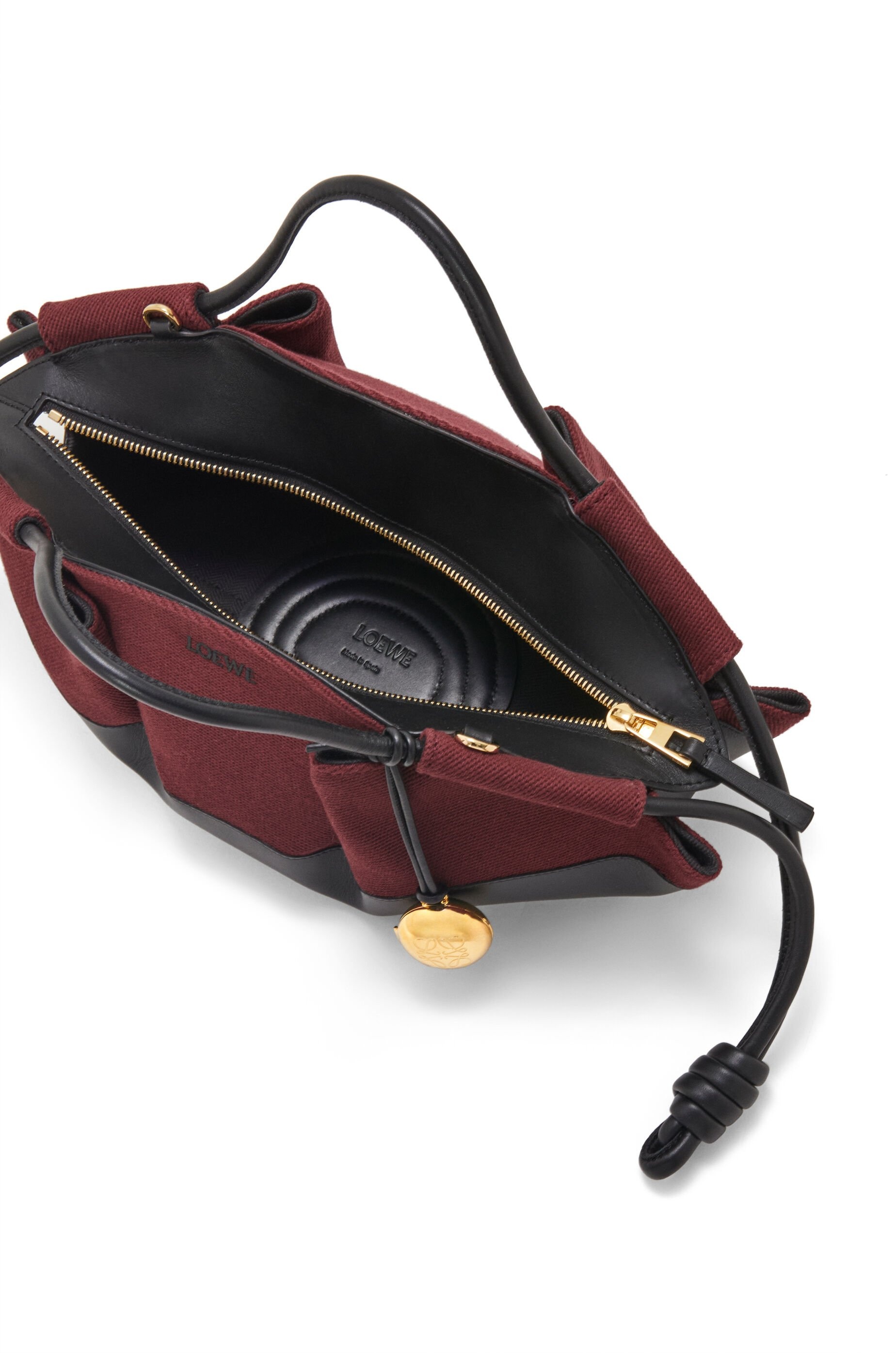 Small Paseo bag in shiny nappa calfskin and canvas - 6