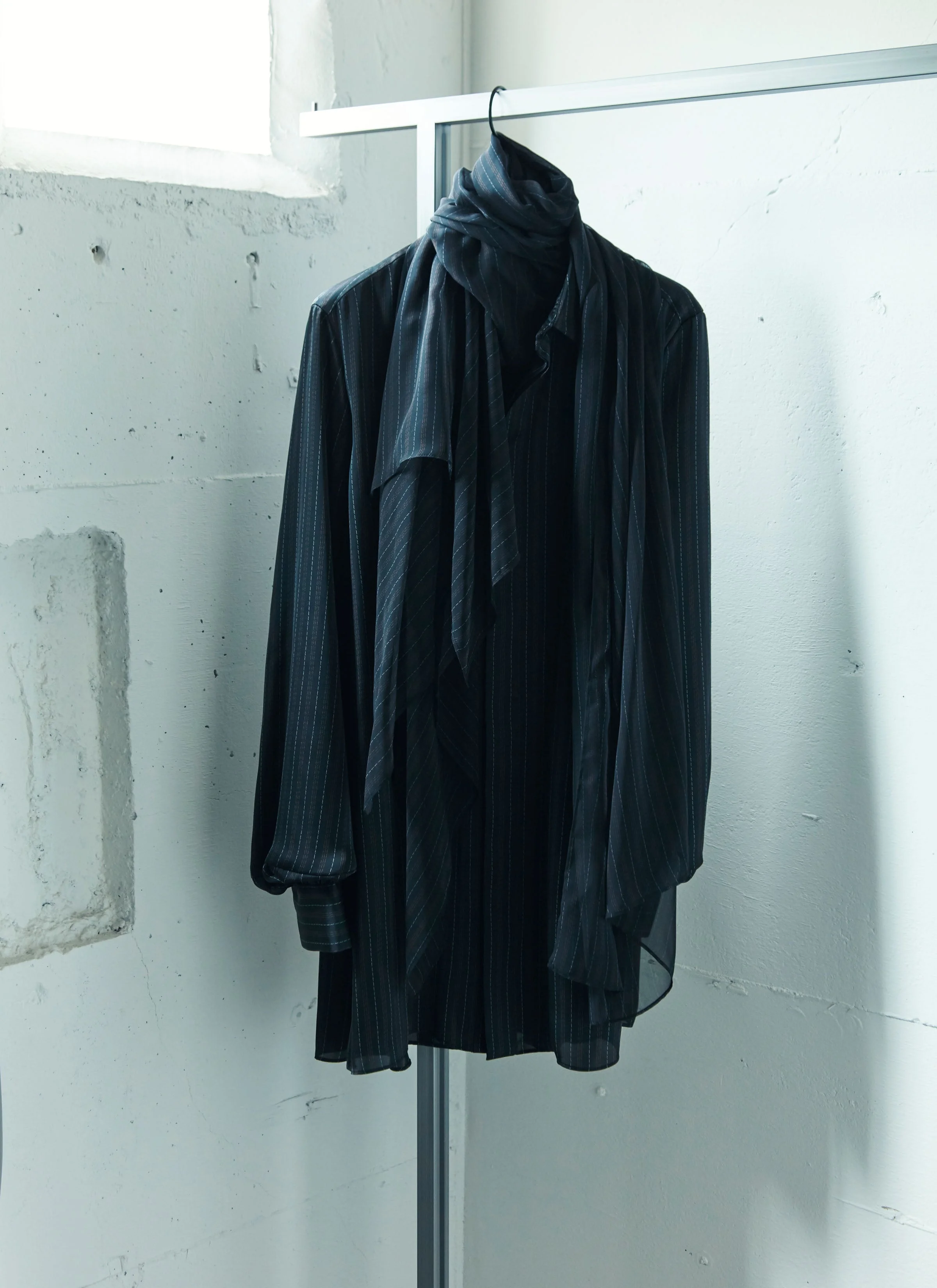 Stripe Print Satin Dress - 1