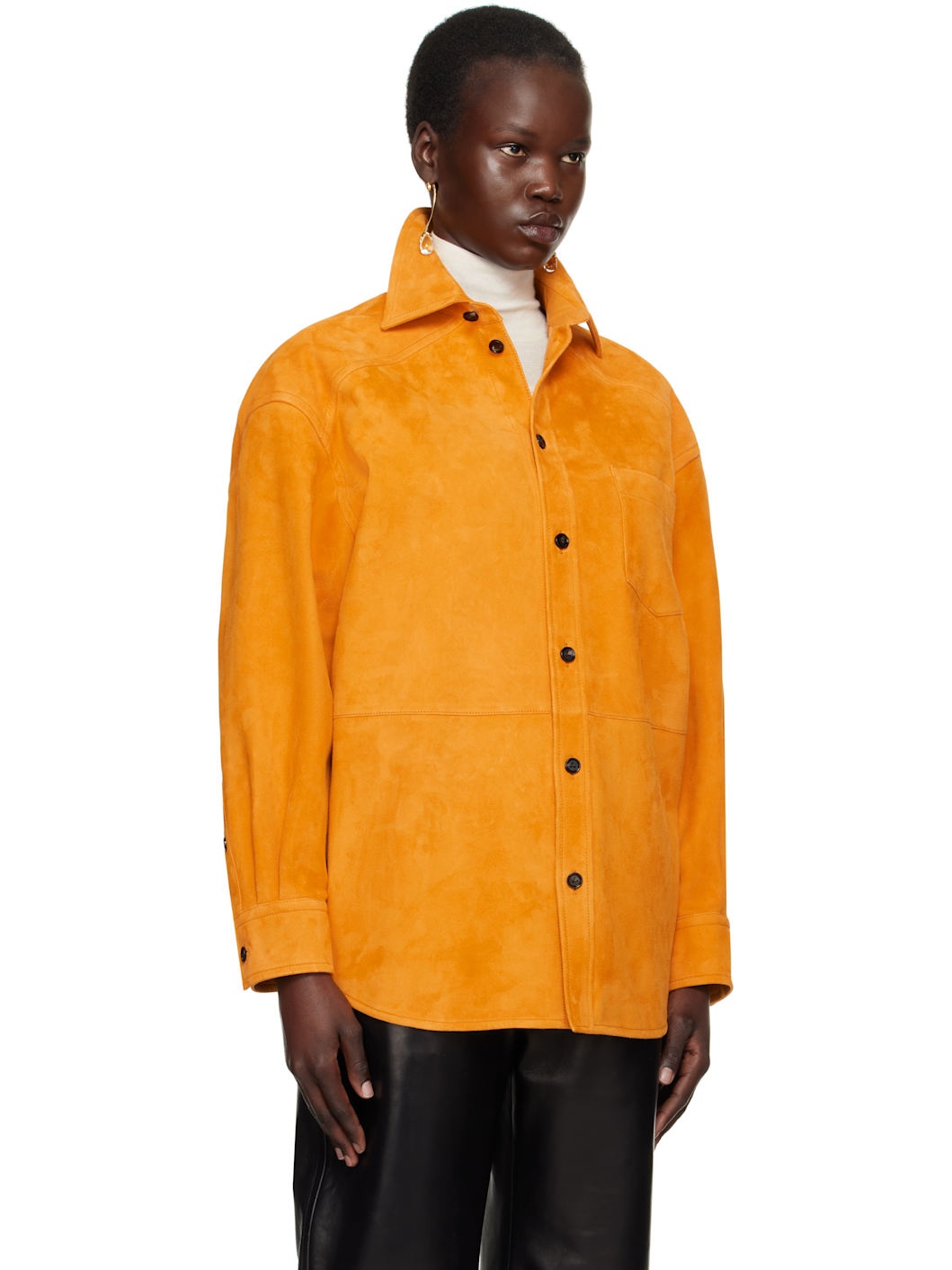 Orange Suede Leather shirt - 2