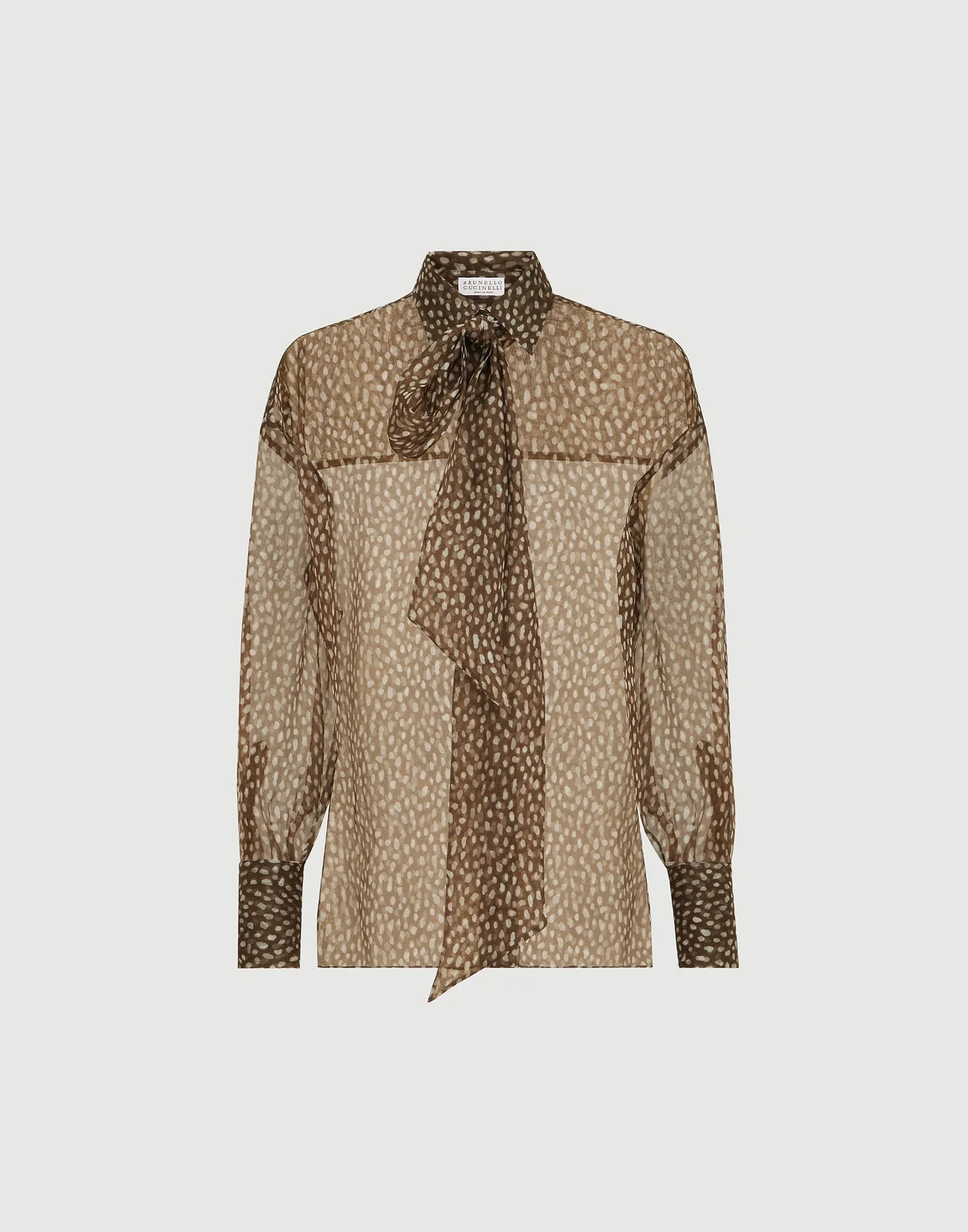 Dapple silk organza shirt with neck tie - 1