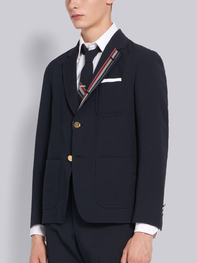 Thom Browne Navy Seersucker RWB Stripe Sack Sport Coat outlook