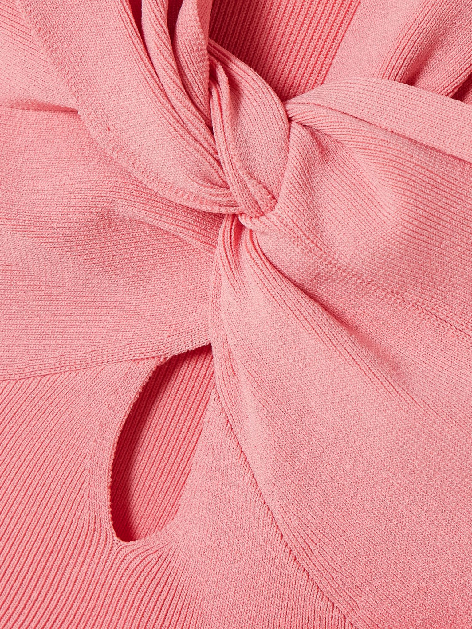 Dawnette cutout knotted ribbed-knit midi dress Bright pink - 4