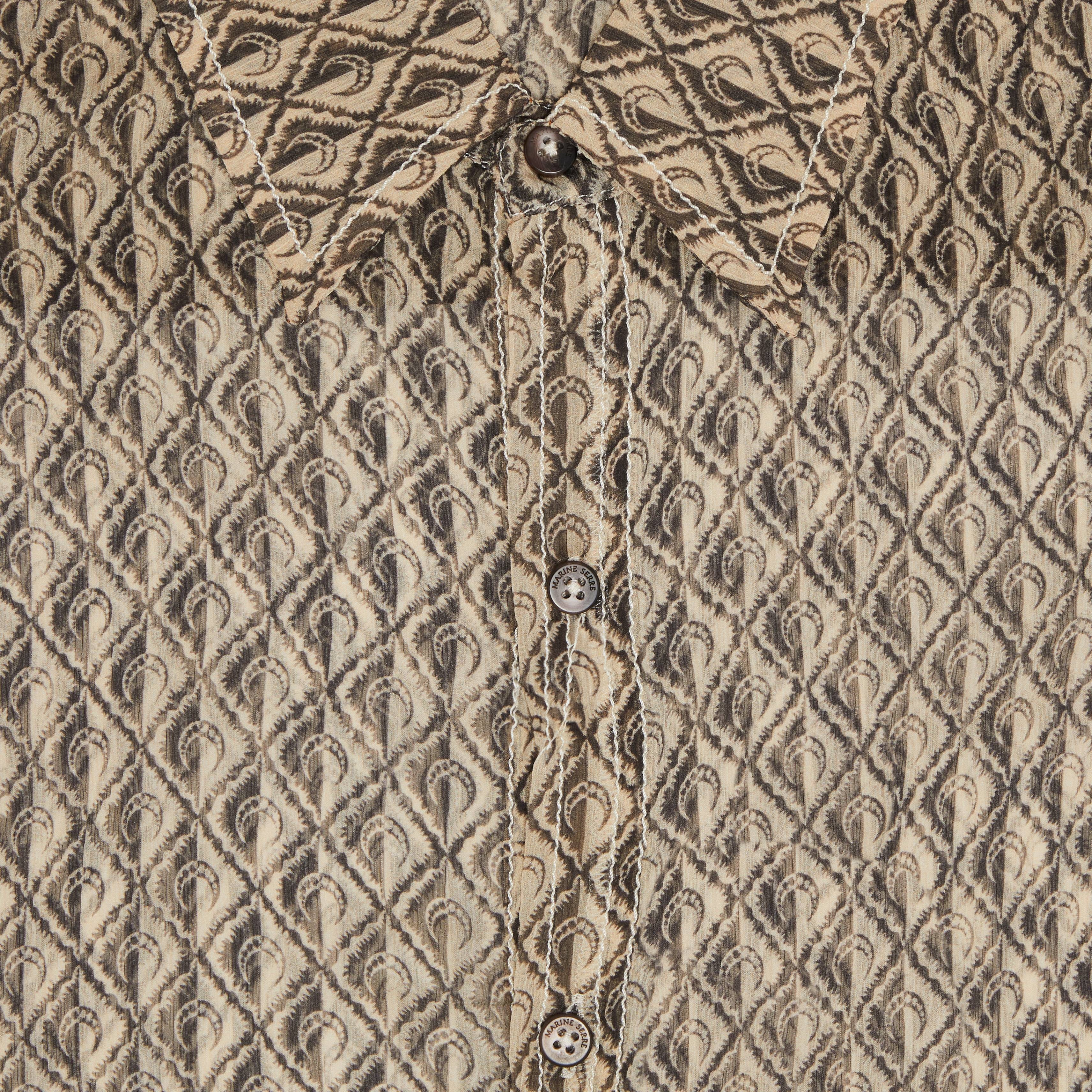Marine Serre Moon Diamant Silk Crepon Button Up Shirt 'Blue' - 3