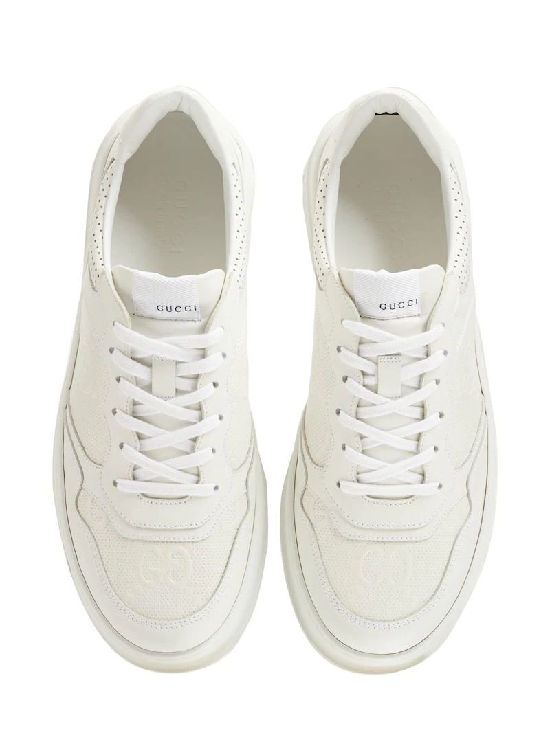GG EMBOSSED LEATHER SNEAKERS - 5