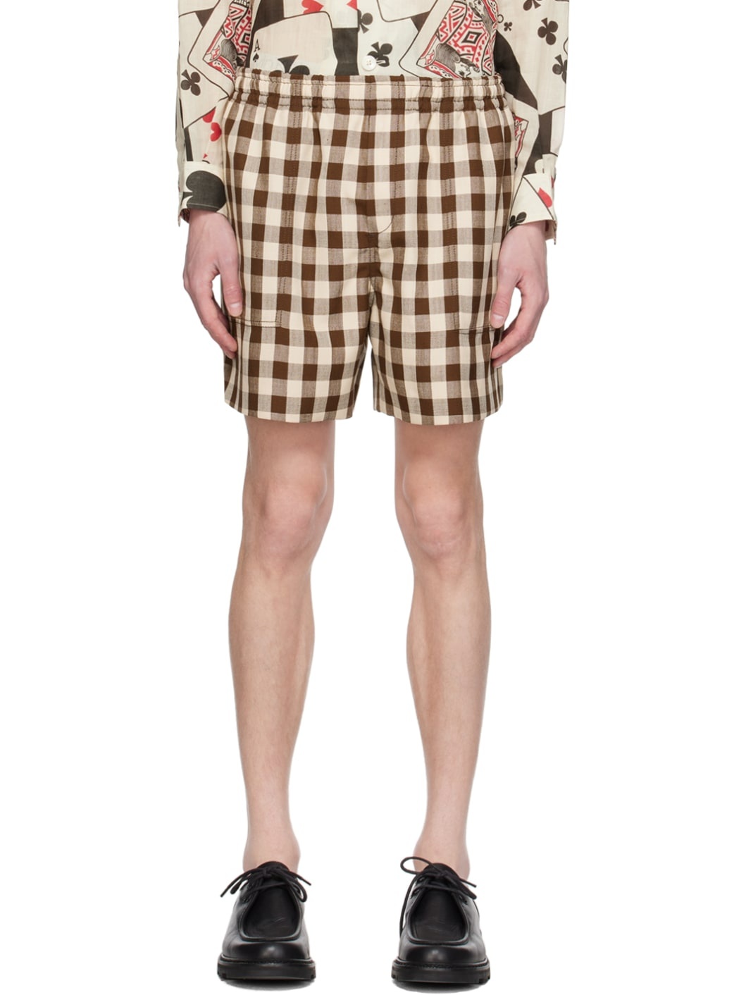 Brown & White Gilbert Check Shorts - 1
