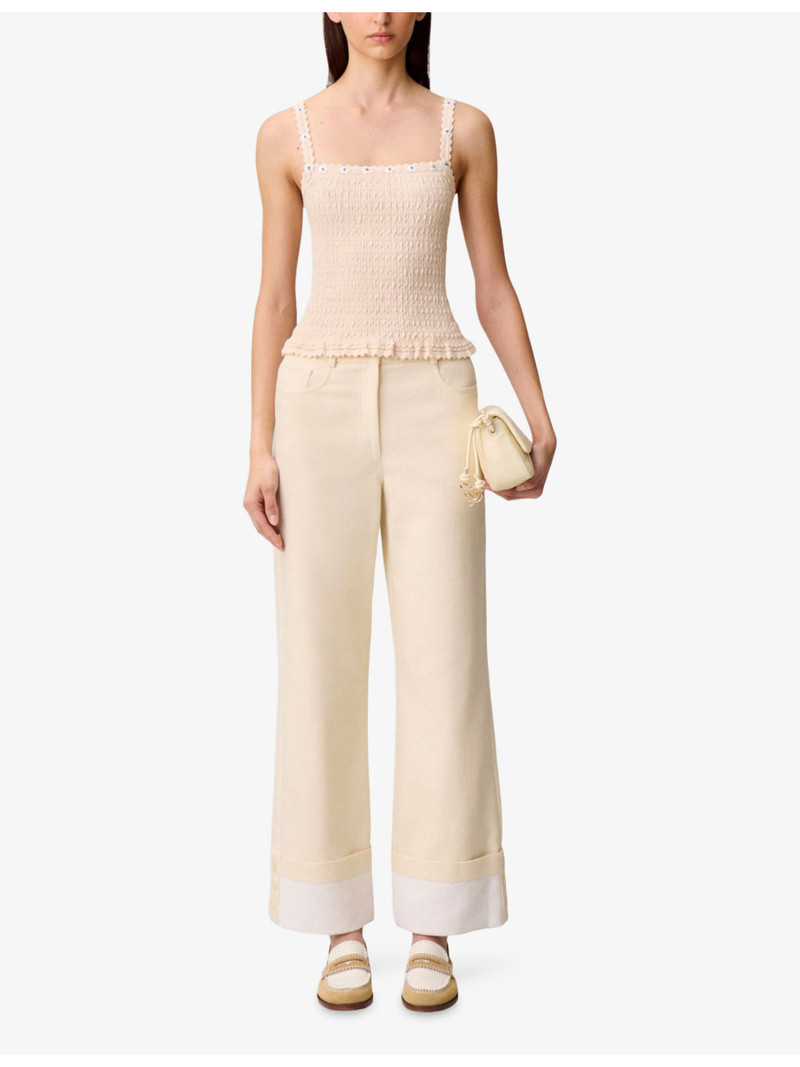 Claudie Pierlot Sleeveless Floral-Embroidered Stretch-Woven Top outlook