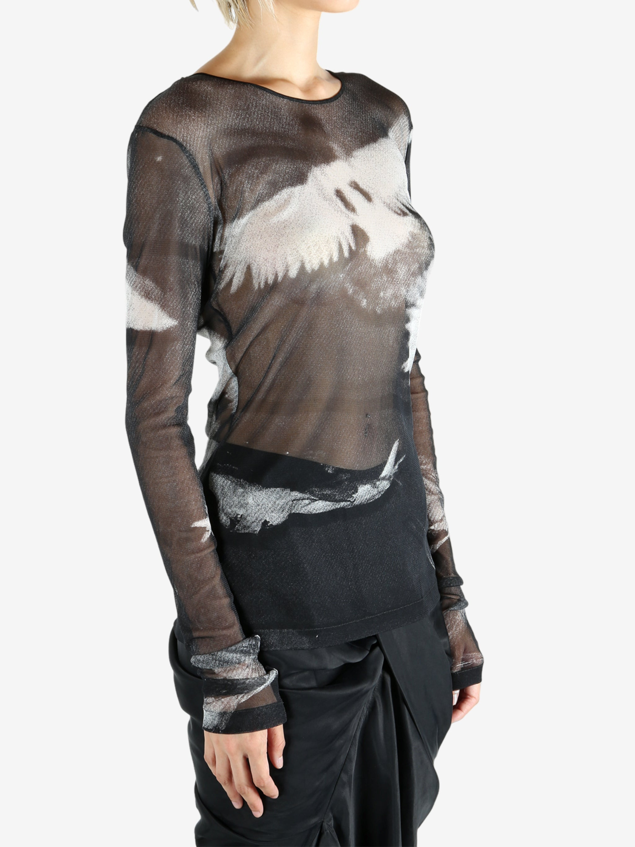 ANN DEMEULEMEESTER - Women Fiene Slim Fit Long Sleeve T-Shirt With "Angel Divine" Embroidery - 2