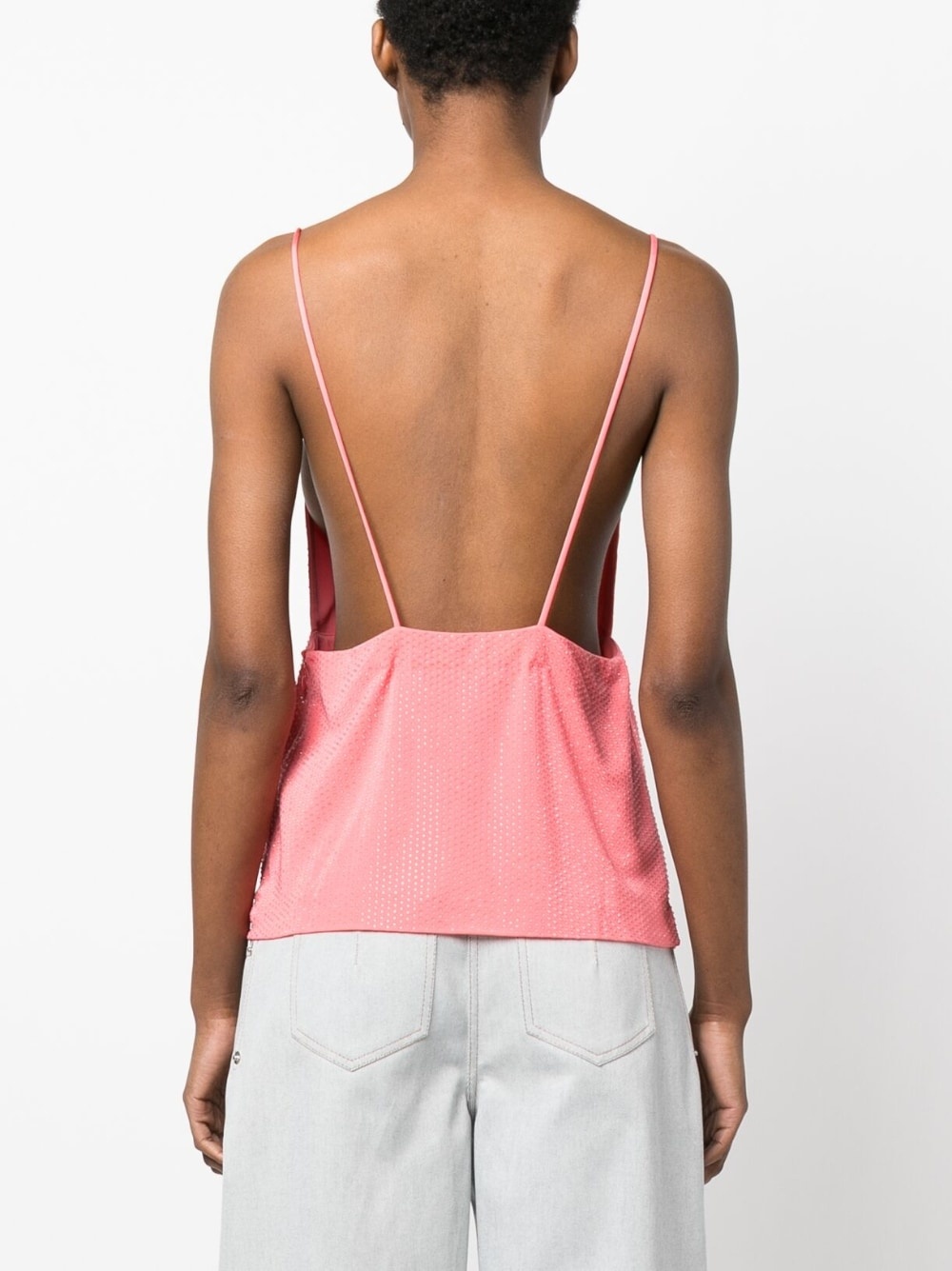 sequin-embellished V-neck top - 4