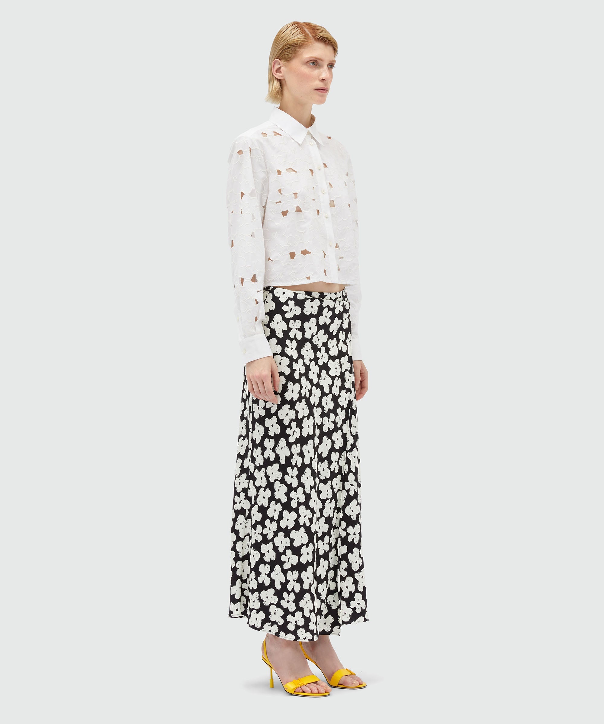 Fluid midi skirt in "Puffy flowers" print satin - 4