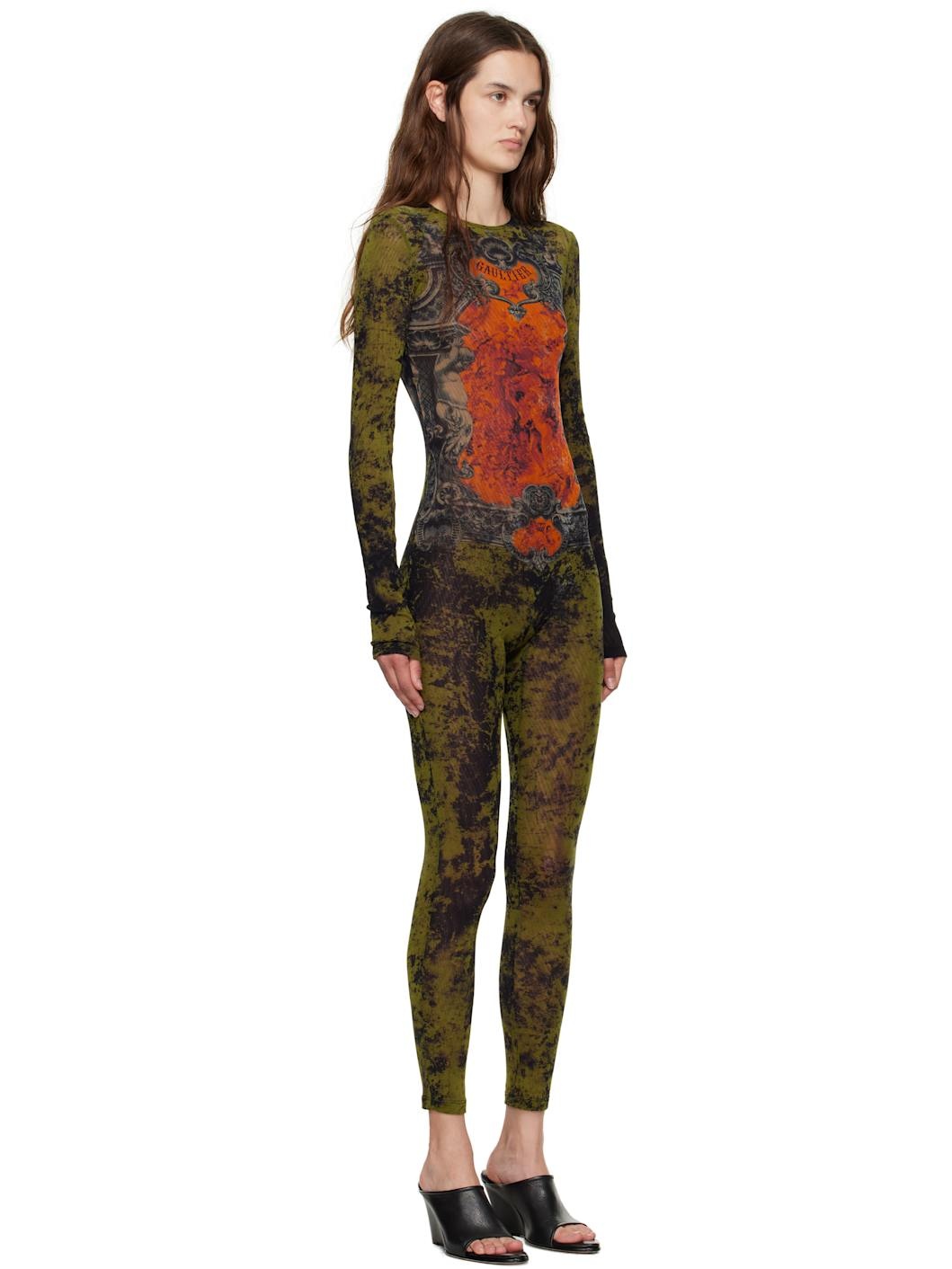 Khaki & Orange 'The Médaillon' Jumpsuit - 2