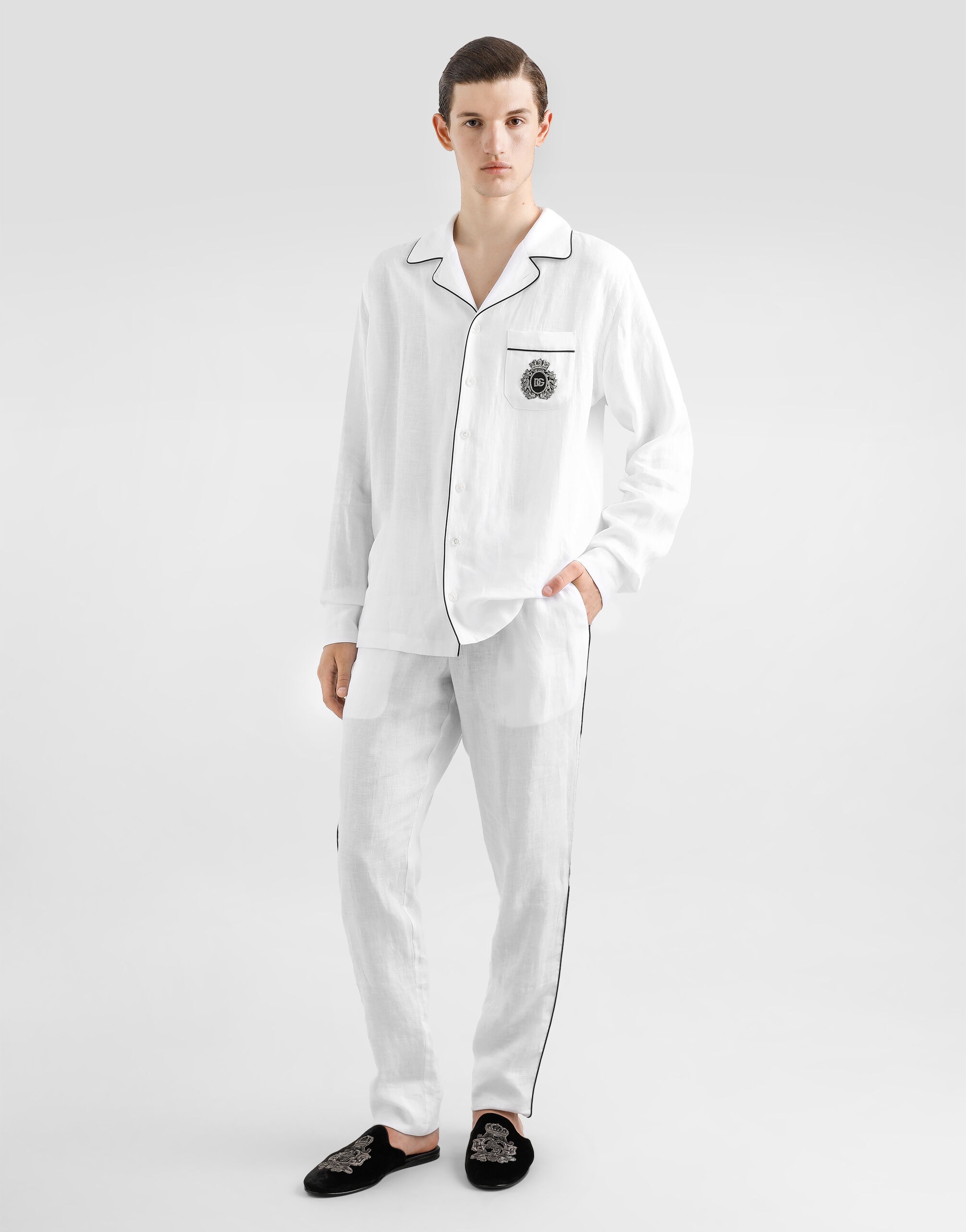 Linen vanity shirt with heraldic emblem - 2