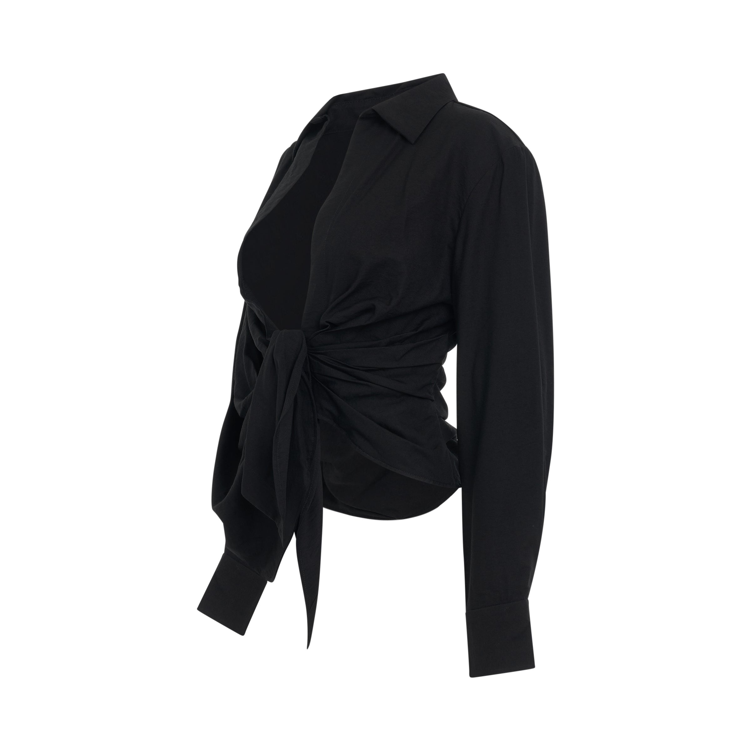 Bahia Tied Sash Shirt in Black - 2