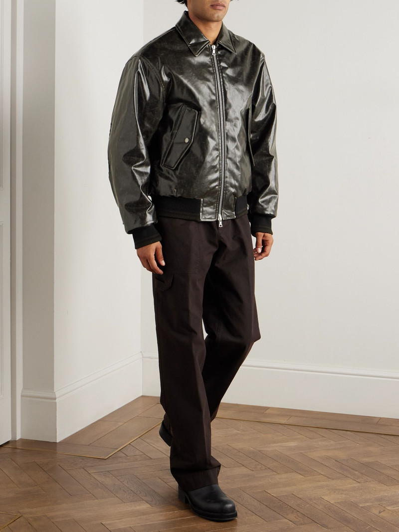 Dries Van Noten Coated Cotton-Blend Bomber Jacket Black outlook